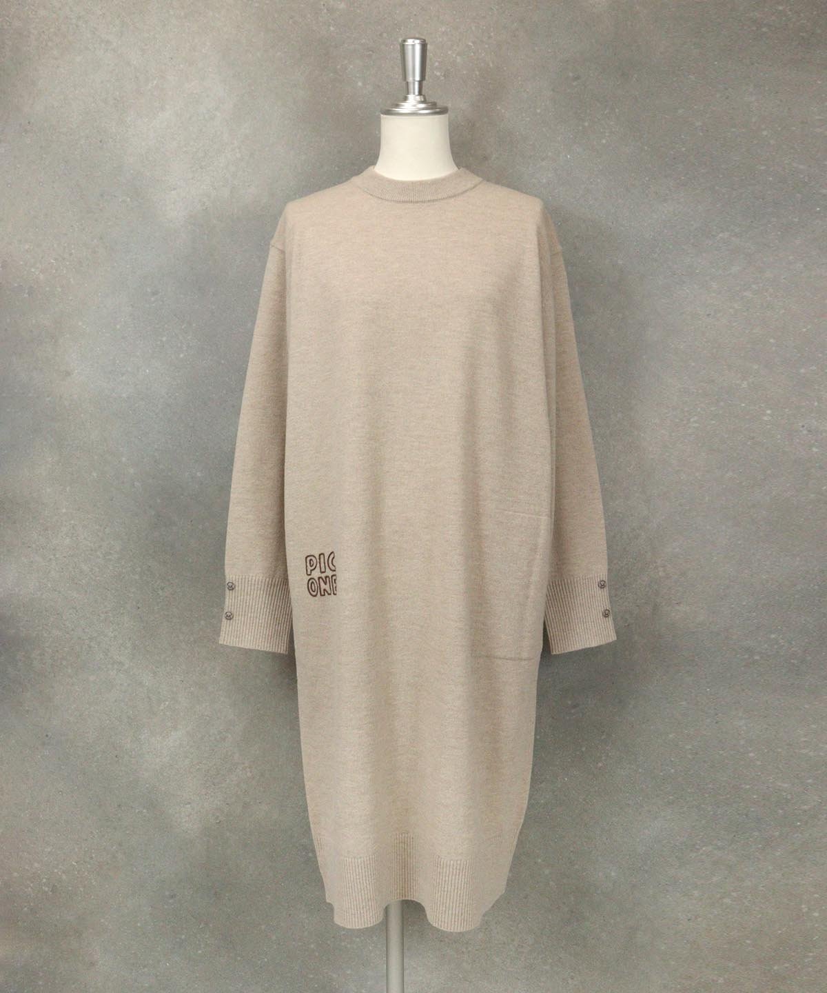 【SALE／40%OFF】STUDIO PICONE ウール100%刺繍ニットワンピース スタジオピッコーネ ワンピース・ドレス ワンピース ベージュ レッド ブラック ブラウン【送料無料】