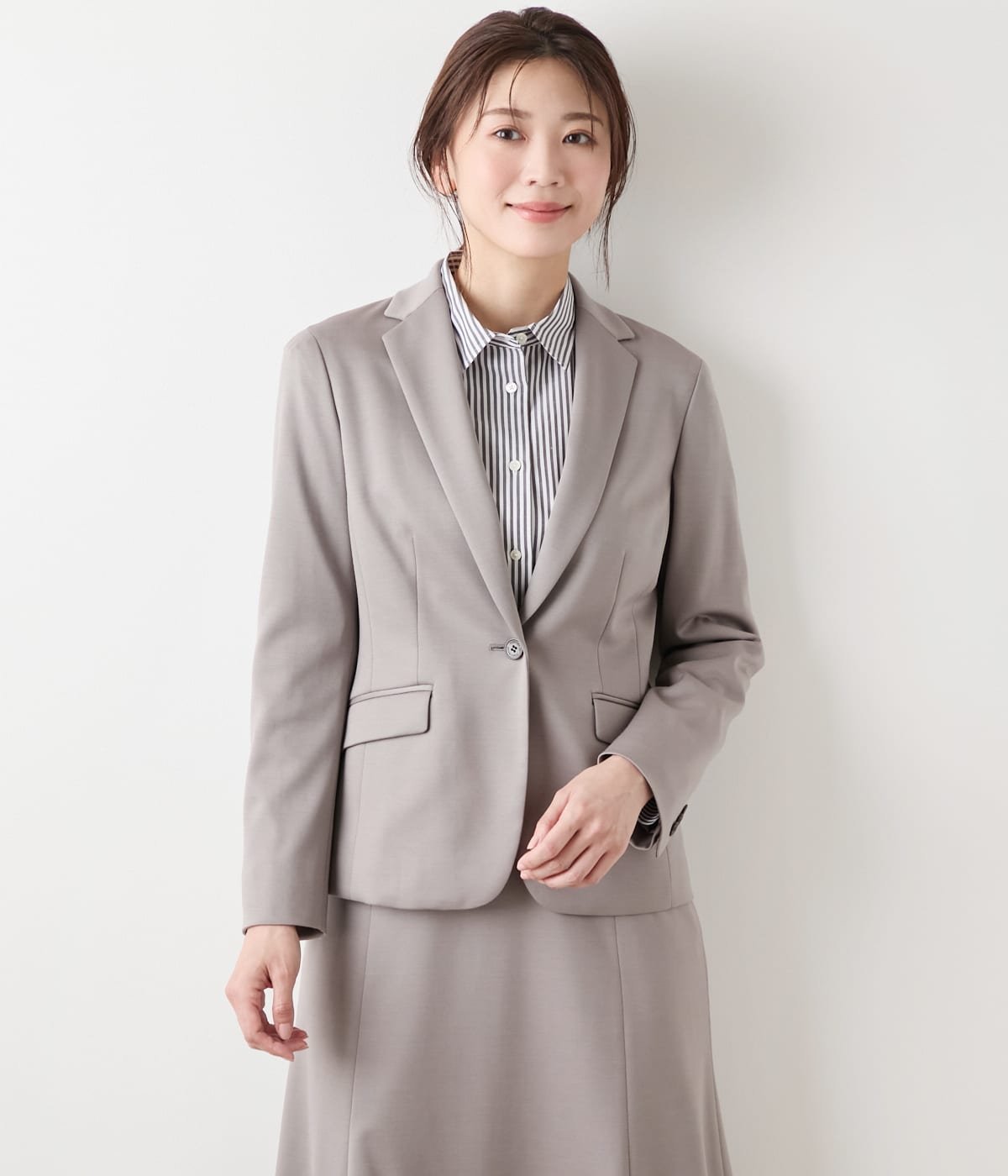NEWYORKER WOMEN L-SIZE 【L】【ウォッシャブル】モクロディクリア ノッチドラペル1釦ジャケット ニューヨーカー エルサイズ ジャケット・アウター テーラードジャケット・ブレザー ネイビー グレー【送料無料】