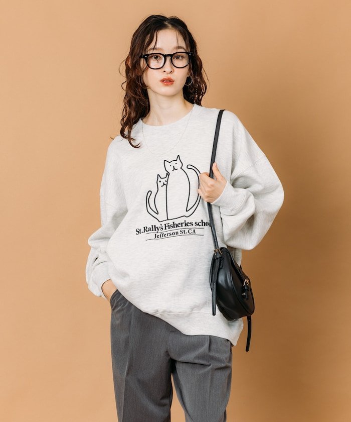 FREAK'S STORE リラックスフィット アニマルグラフィック刺繍 クルーネック スウェット【限定展開】 フリークスストア トップス スウェット・トレーナー グレー ネイビー【送料無料】のサムネイル