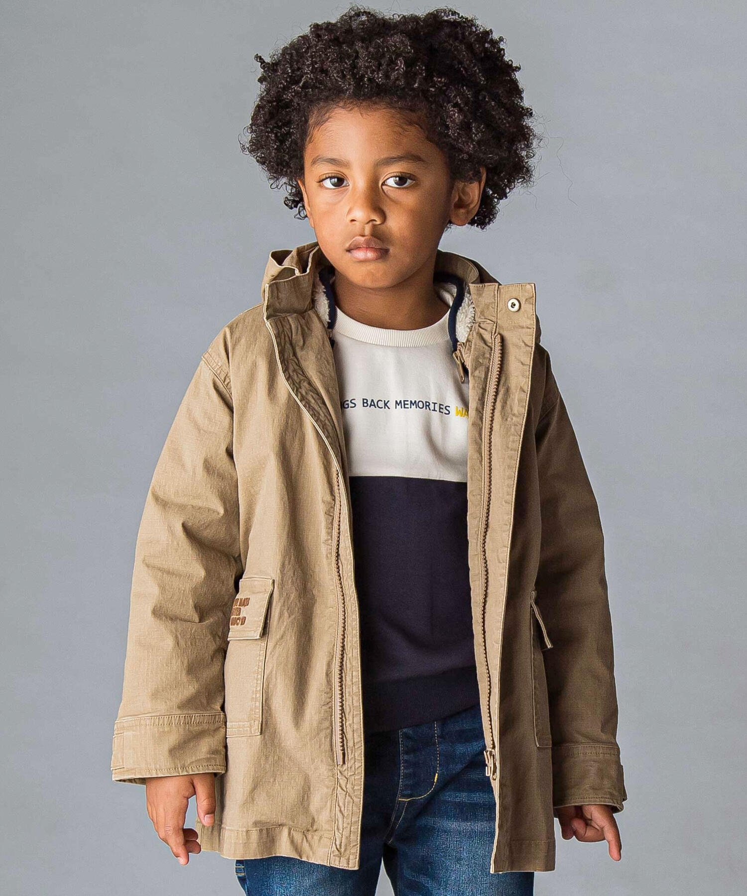 WASK リップストップ&ボア3WAYコート(110~160cm) ベベ オンライン ストア ジャケット・アウター その他のジャケット・アウター ベージュ ブラ...