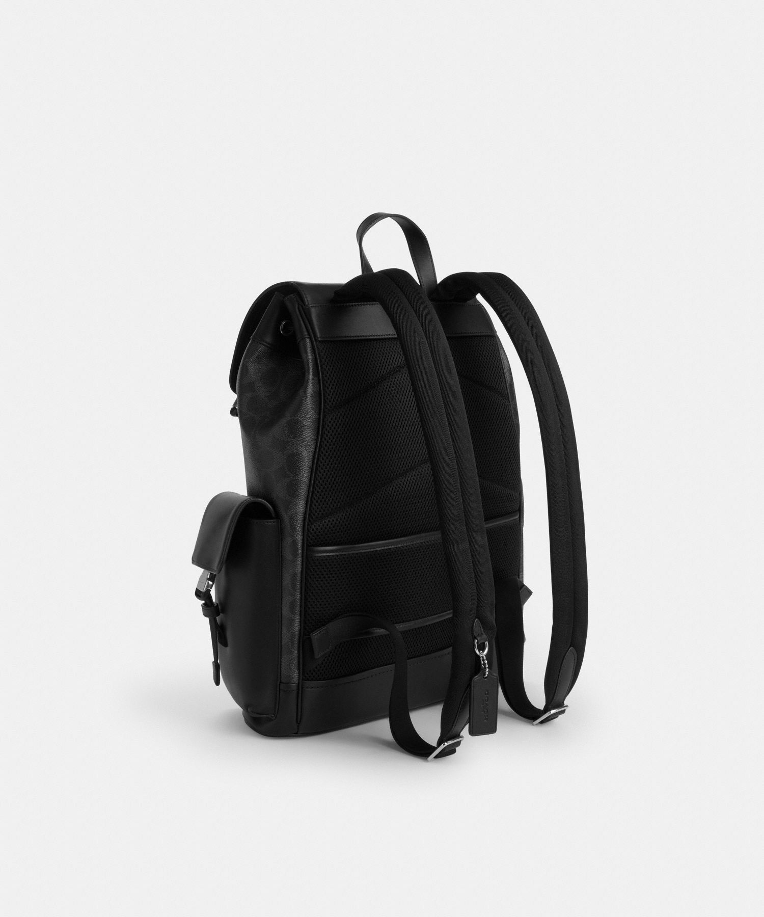 COACH OUTLET 【公式】クラーク バックパック・シグネチャー キャンバス・ヴァーシティ ストライプ コーチ　アウトレット バッグ リュック・バックパック ブラック【送料無料】
