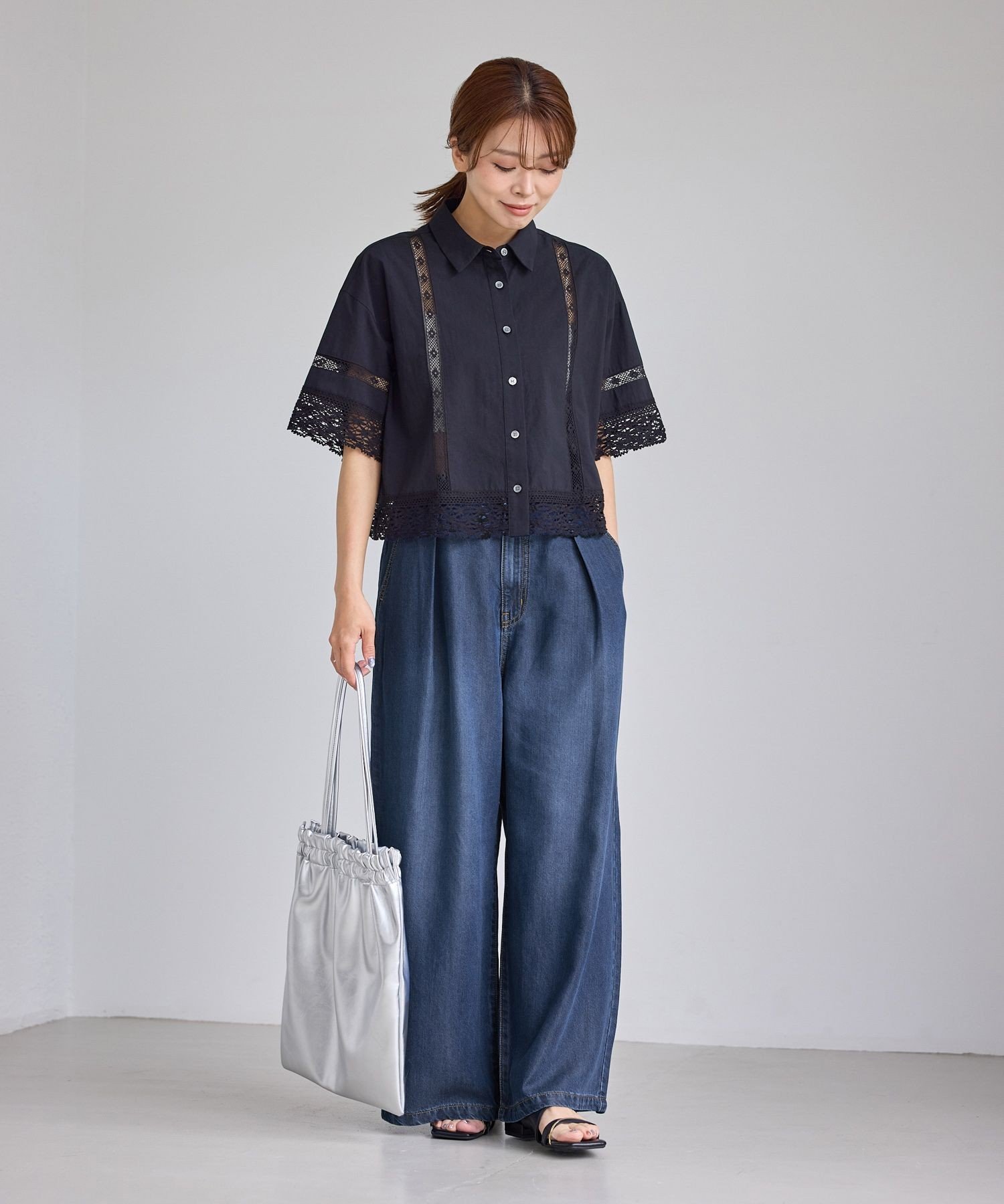 ROPE' PICNIC さらっとライトオンスワイドデニムパンツ ロペピクニック パンツ ジーンズ・デニムパンツ ブルー ネイビー【送料無料】 stylife-15709682 Rakuten Fashion サンプル画像3