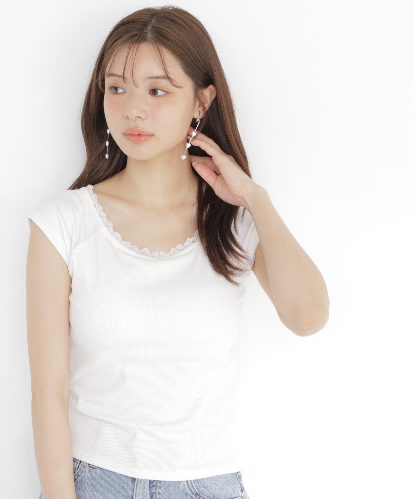 PROPORTION BODY DRESSING ＜a/mie＞カップ付きフレンチスリーブTシャツ プロポーションボディドレッシング トップス カットソー・Tシャツ グレー ホワイト