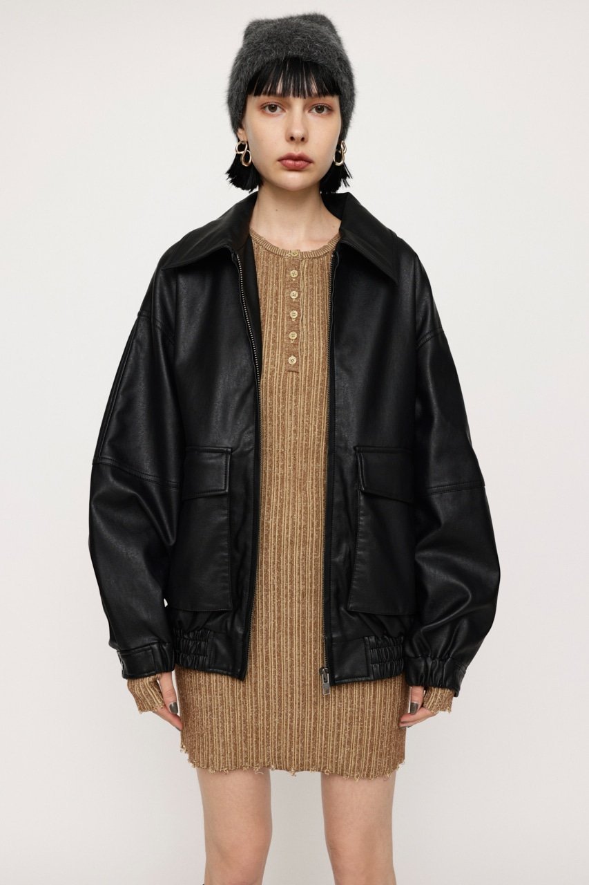 SLY FAUX LEATHER ZIP UP ブルゾン スライ ジャケット・アウター ブルゾン・ジャンパー ブラック ブラウン ブルー【送料無料】