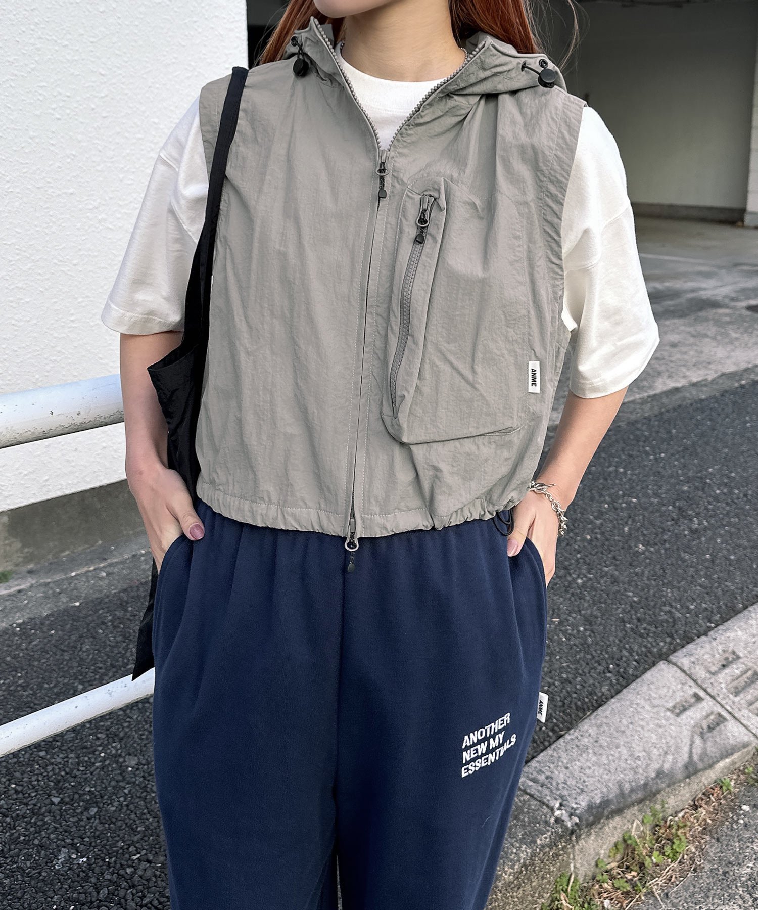 【SALE/30%OFF】ANME 接触冷感 UV ナイロンフーディベスト ANME アンメ アンドミー トップス ベスト・ジレ カーキ ブラック グレー ネイビー【送料無料】