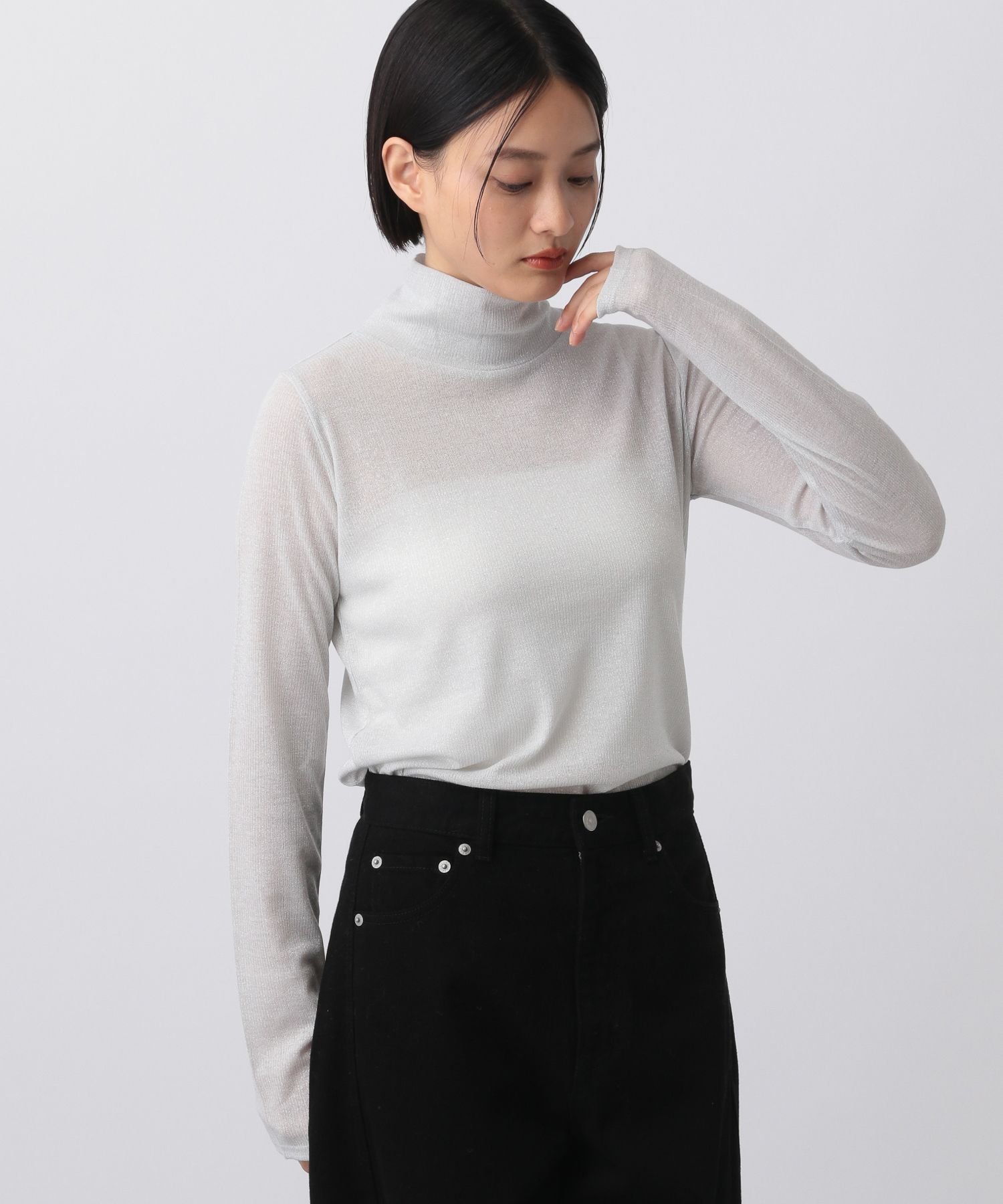 apart by lowrys ラメリブシアータートル アパートバイローリーズ トップス カットソー・Tシャツ グレー ブラウン ブラック【送料無料】のサムネイル