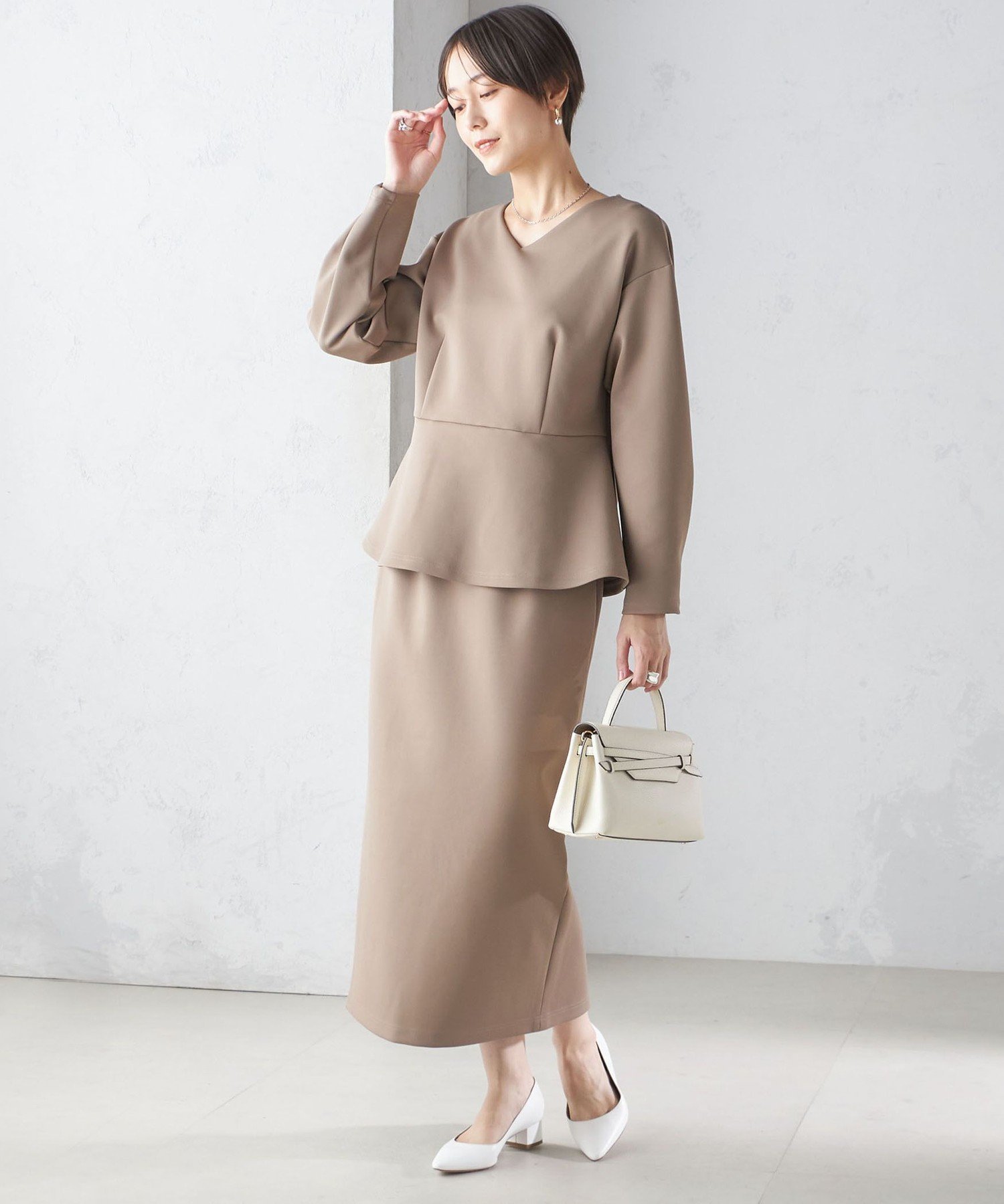 【SALE／60%OFF】SHIPS WOMEN ＜手洗い可能＞ストレッチ ダンボール ブラウス(セットアップ対応) シップス トップス シャツ・ブラウス ホワイト ブラウン【送料無料】