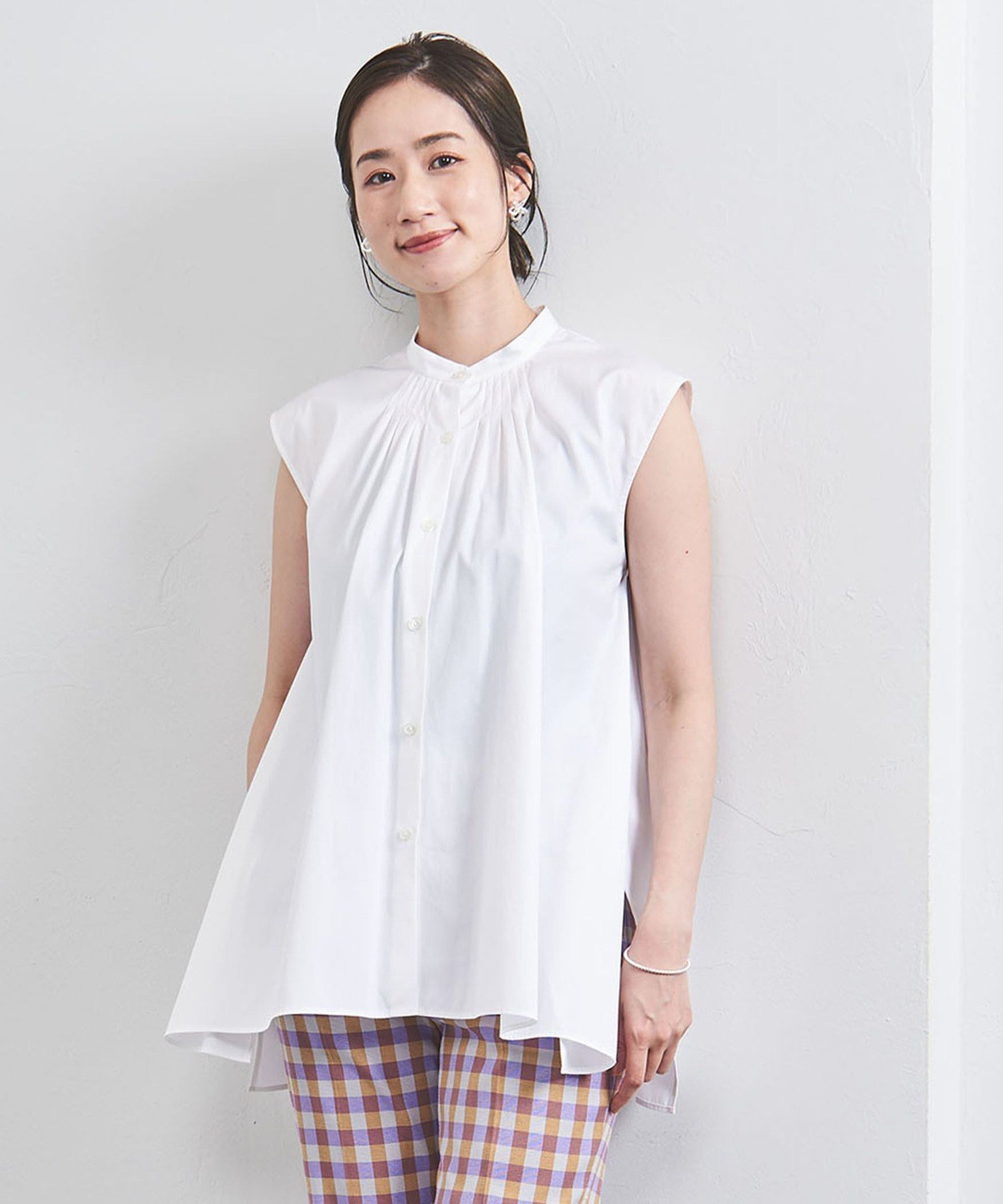 【SALE／50%OFF】UNITED ARROWS タックフレア ノースリーブ ブラウス ユナイテ