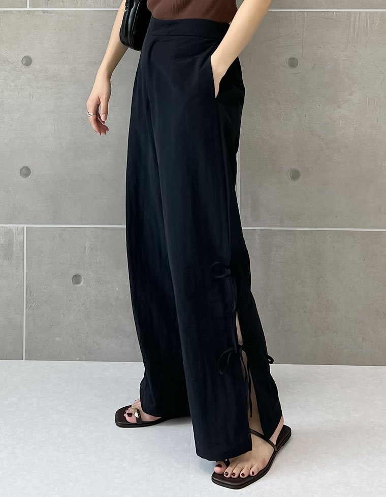 【SALE／35%OFF】Re:EDIT シマーメタリックサイドリボンパンツ リエディ パンツ その他のパンツ ブラック ホワイト ベージュ stylife-15053560 Rakuten Fashion パッケージ画像