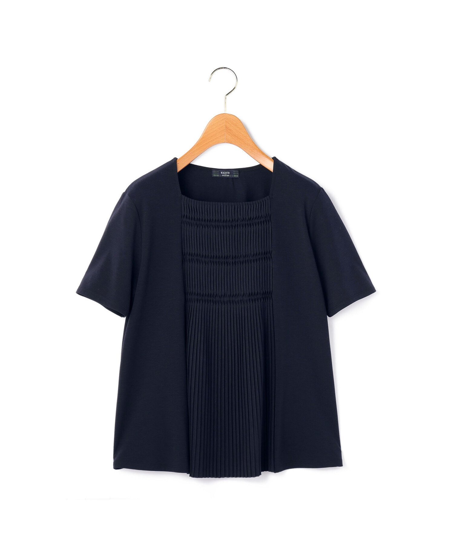 KEITH 【Lサイズ】プリーツジャージーカットソー キース トップス カットソー・Tシャツ ネイビー イエロー ブルー ホワイト