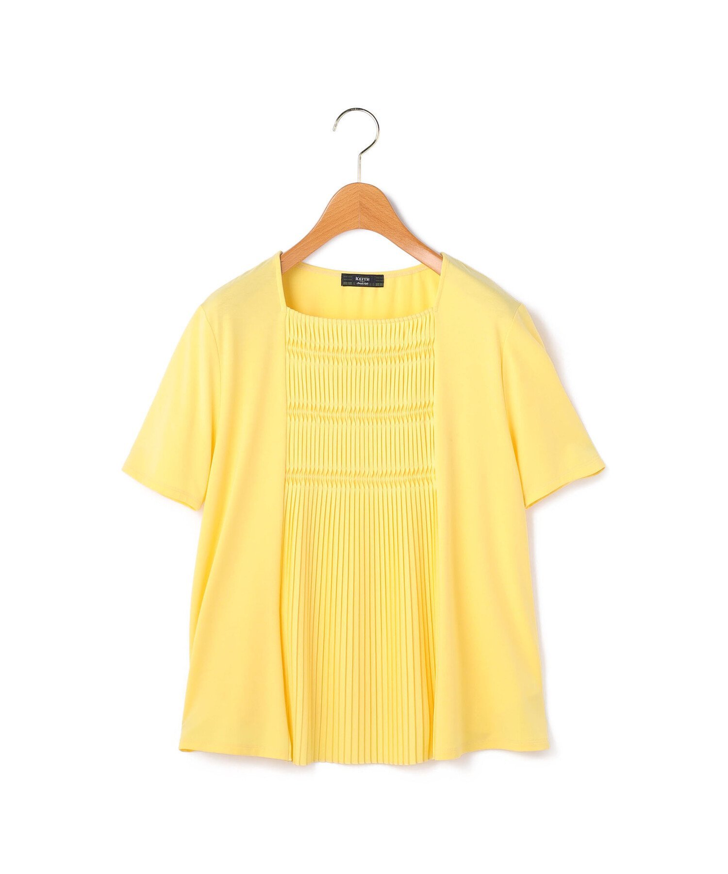 KEITH 【Lサイズ】プリーツジャージーカットソー キース トップス カットソー・Tシャツ ネイビー イエロー ブルー ホワイト