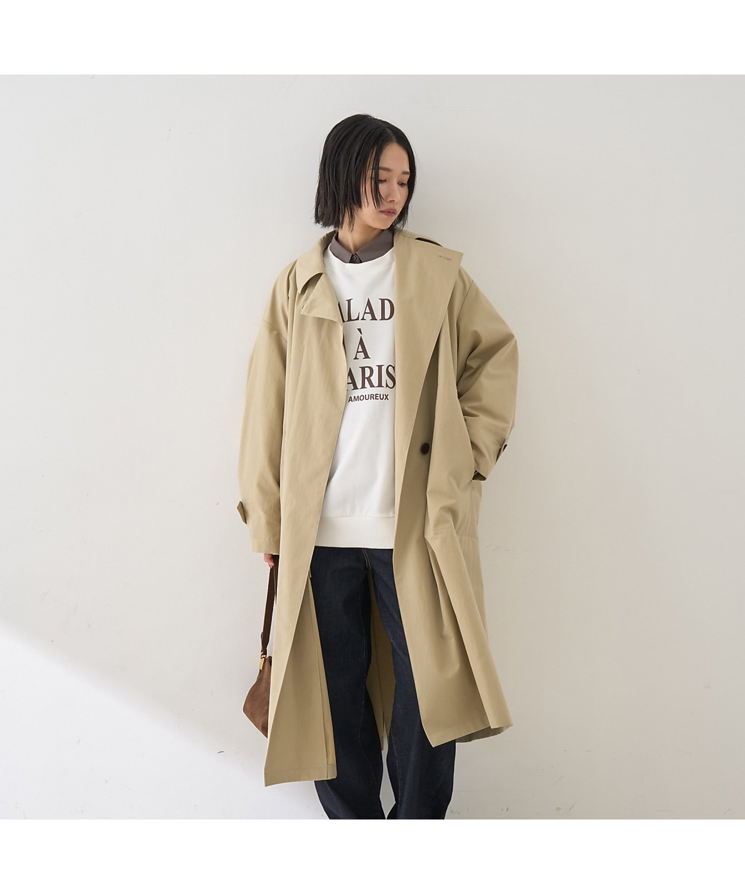 Rouge vif la cle 撥水フォルムステンカラーコート ルージュ・ヴィフ ラクレ ジャケット・アウター ステンカラーコート ベージュ ネイビー