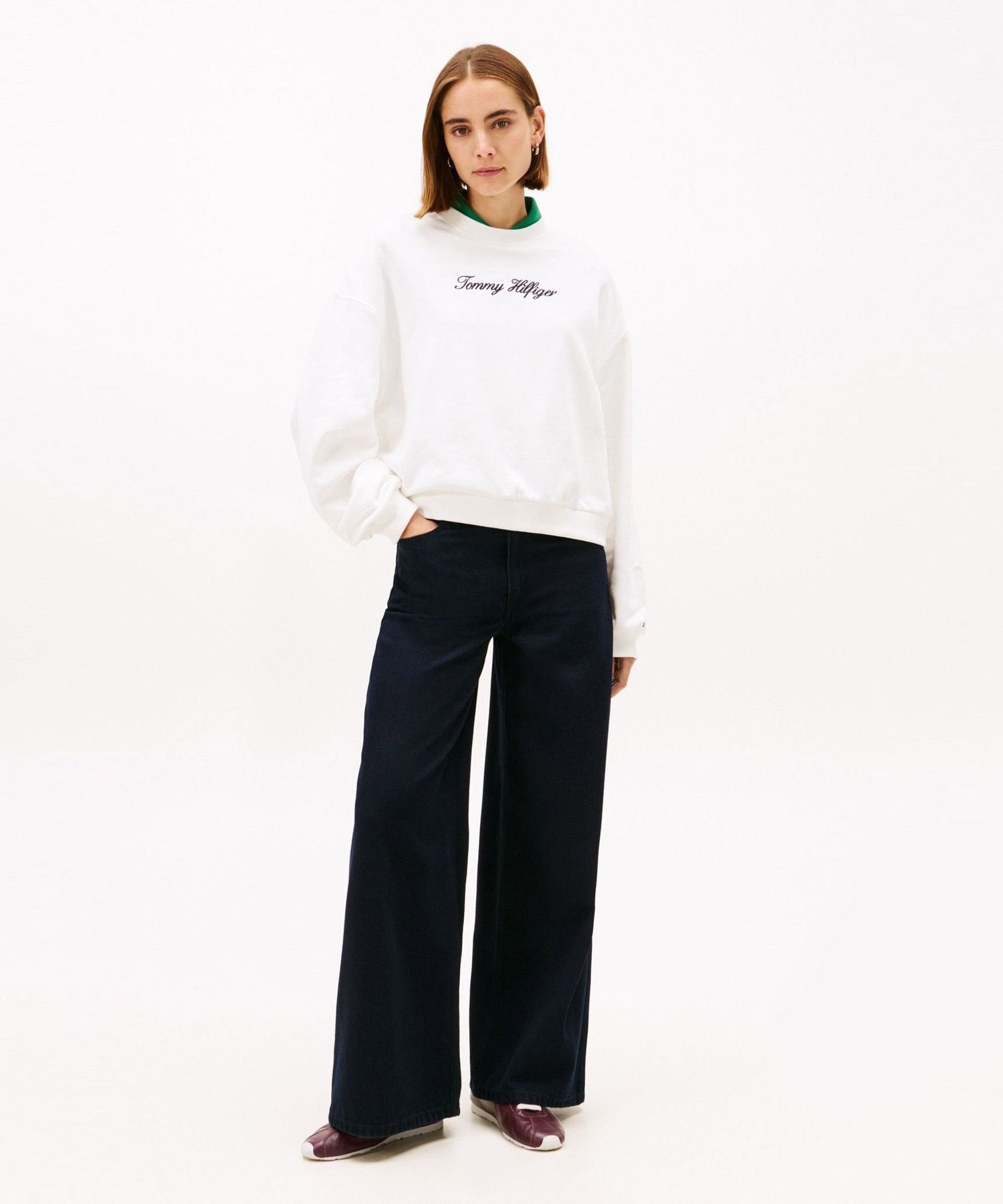 TOMMY HILFIGER ゴールドボタンスクリプトテリースウェットシャツ トミーヒルフィガー トップス スウェット・トレーナー ホワイト【送料無料】