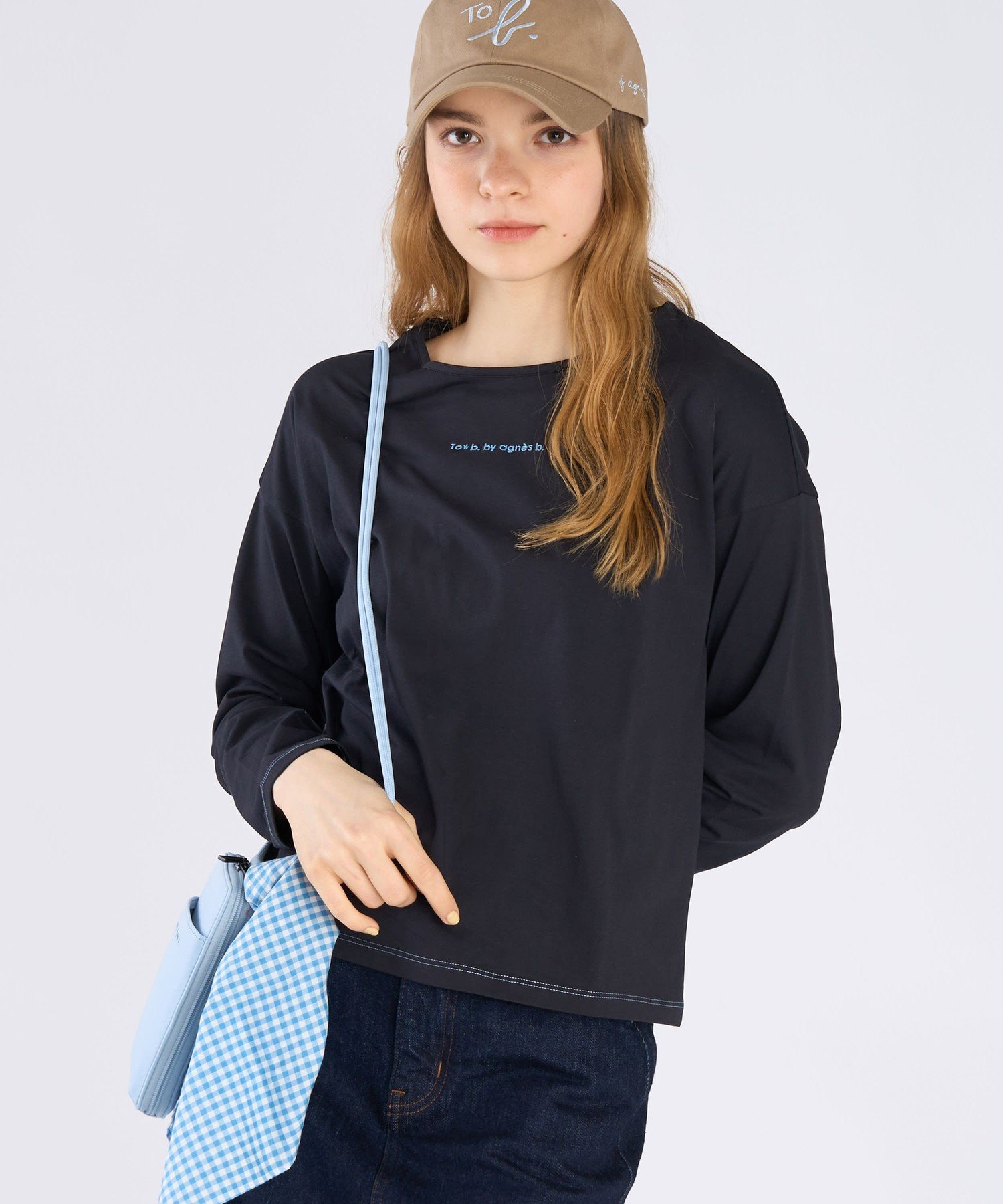 . カラー ロゴ 刺繍 長袖 Tシャツ アニエスベー トップス カットソー・Tシャツ ブラック