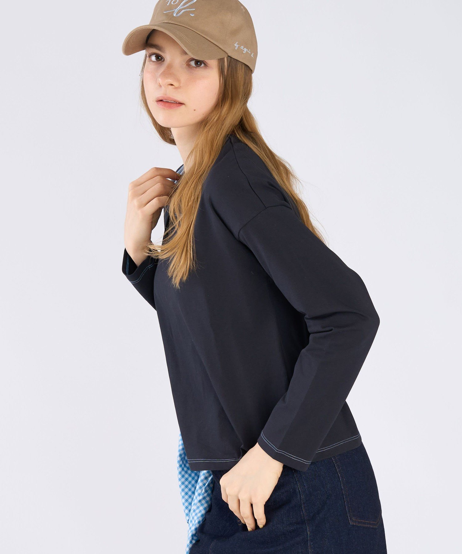 . カラー ロゴ 刺繍 長袖 Tシャツ アニエスベー トップス カットソー・Tシャツ ブラック