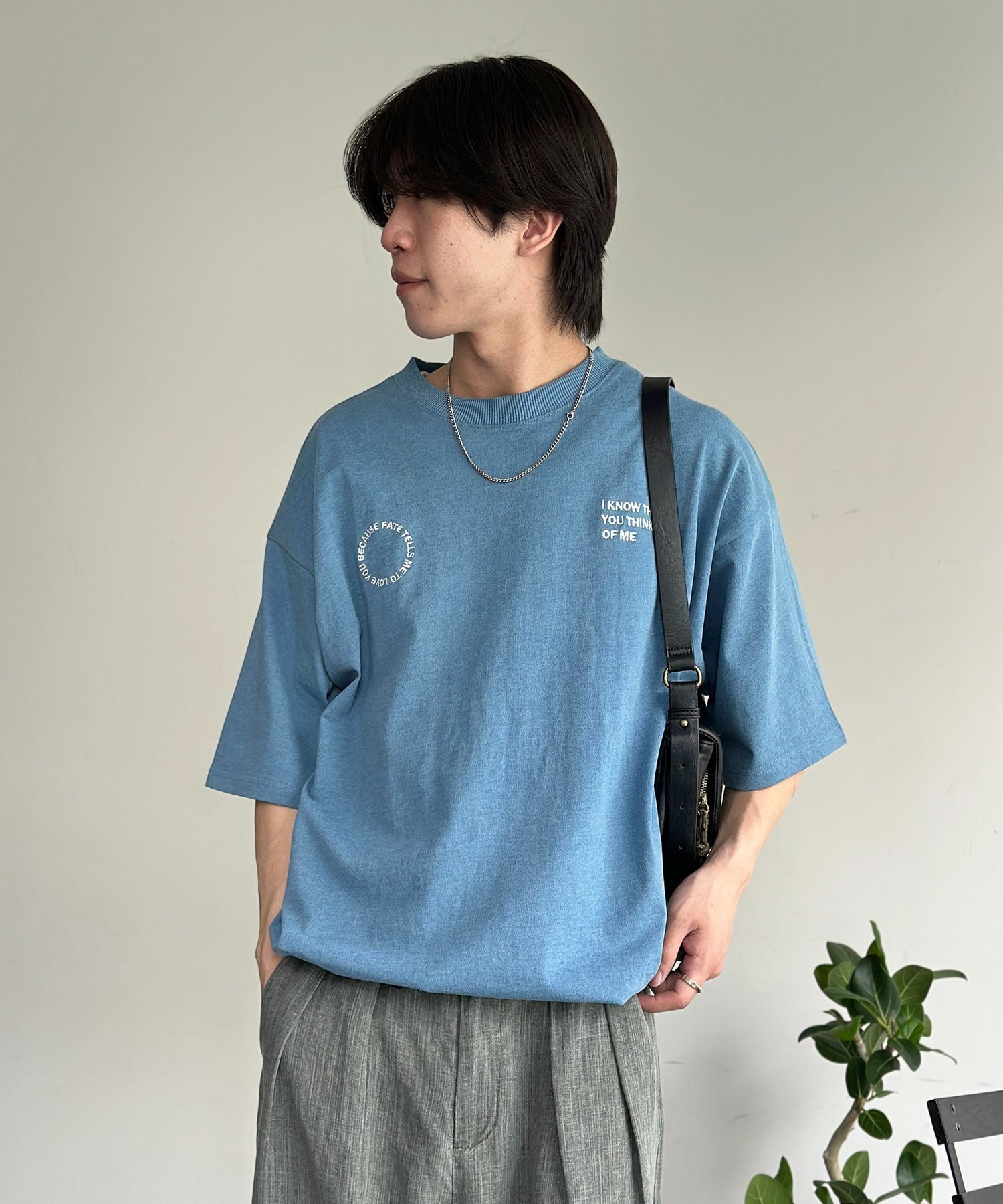 CPCM カットデニム胸刺繍T シーピーシーエム トップス カットソー・Tシャツ ブラック ブルー【送料無料】