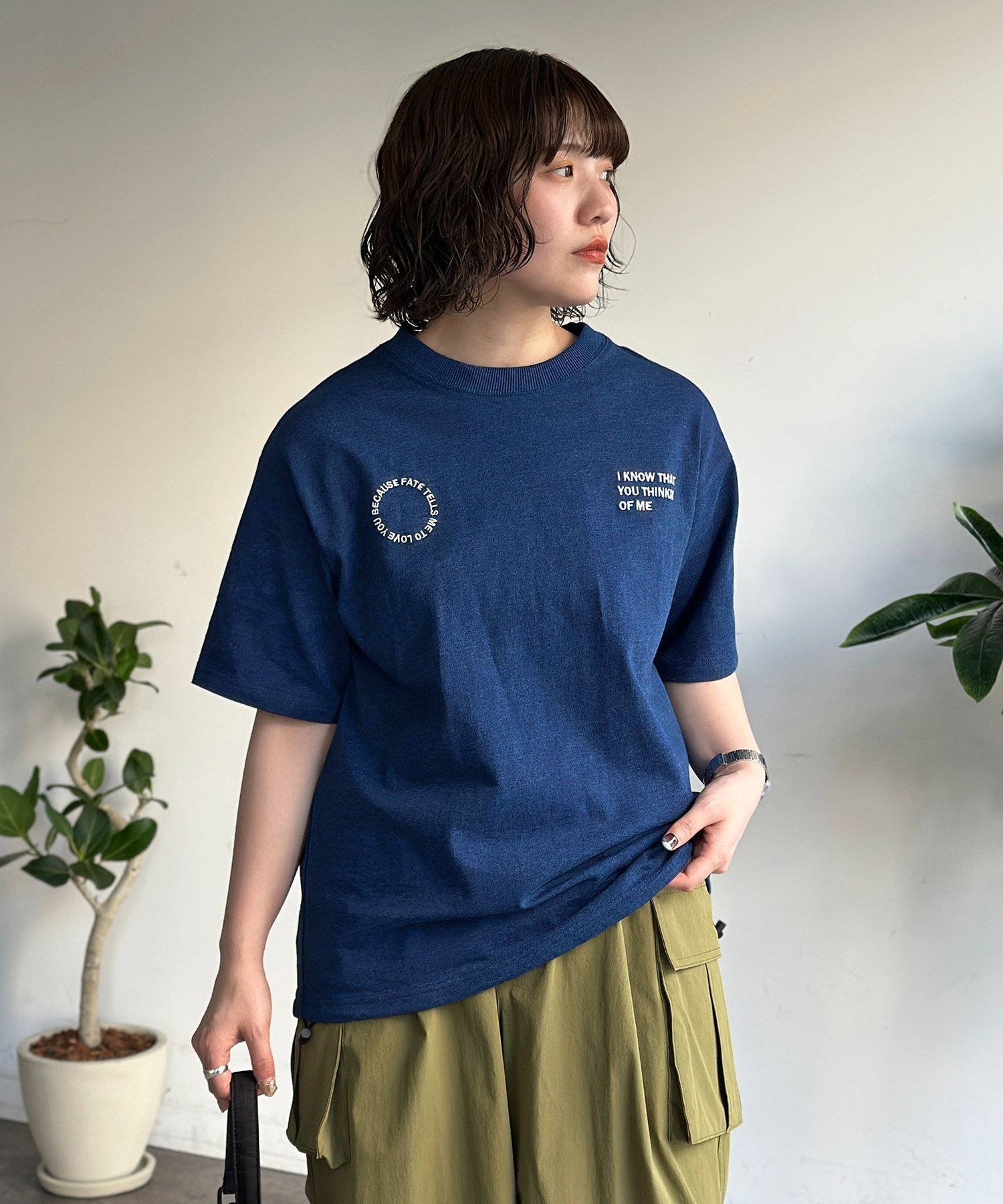 CPCM カットデニム胸刺繍T シーピーシーエム トップス カットソー・Tシャツ ブラック ブルー【送料無料】