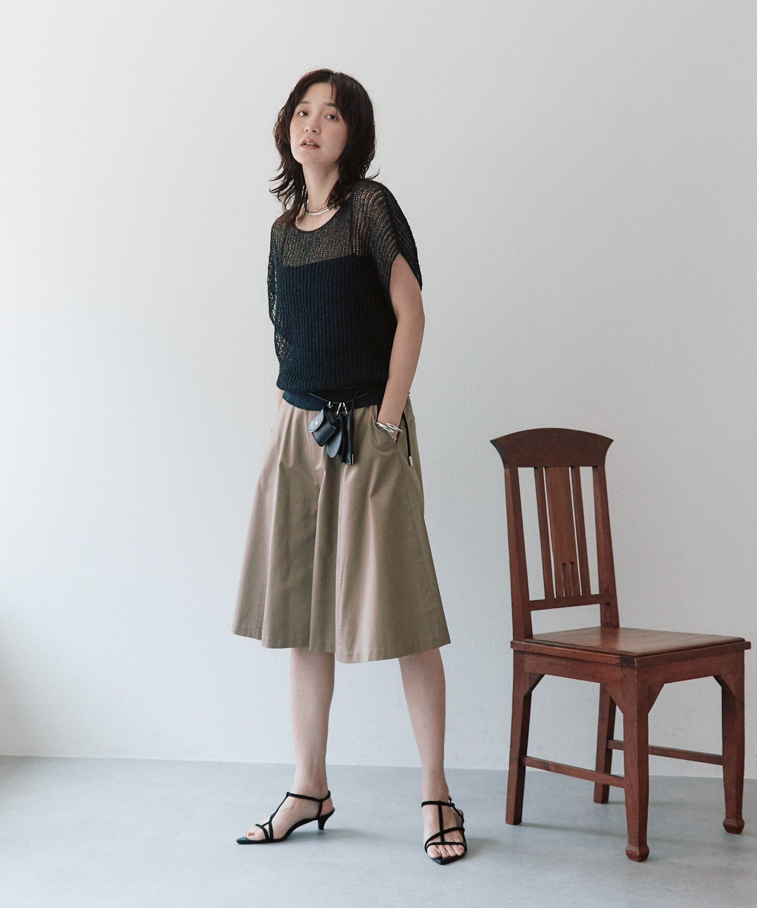 RIVE DROITE 【接触冷感/吸水速乾/2サイズ展開】ハーフキュロット リヴドロワ パンツ その他のパンツ ブラック ベージュ