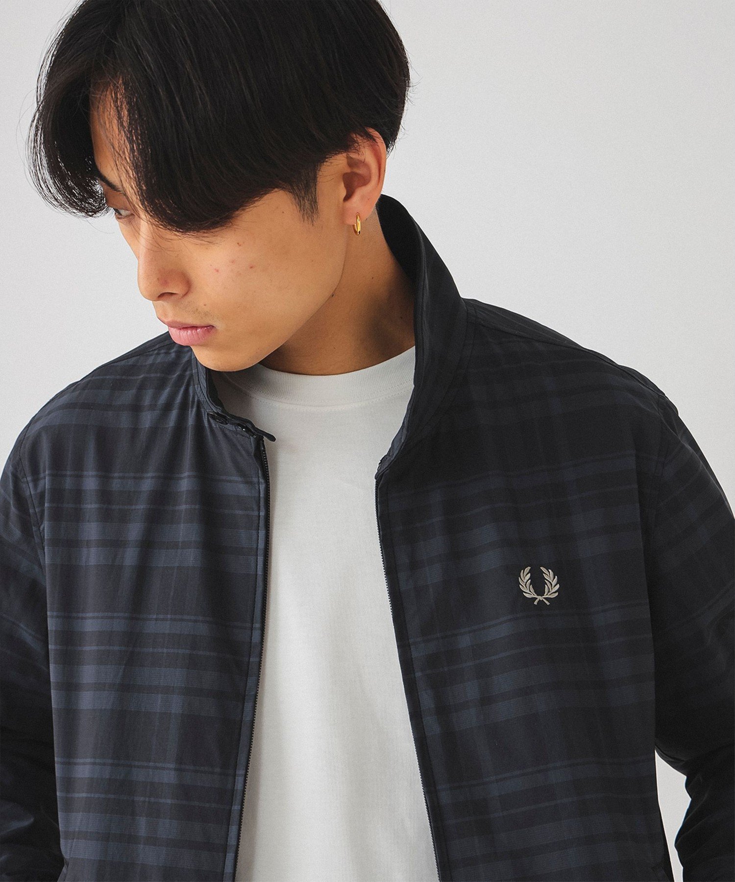 フレッドペリー ジャケット メンズ BEAMS FRED PERRY * BEAMS / 別注 ハリントンジャケット 24SS ビームス メン ジャケット・アウター ブルゾン・ジャンパー ブラック ネイビー【送料無料】