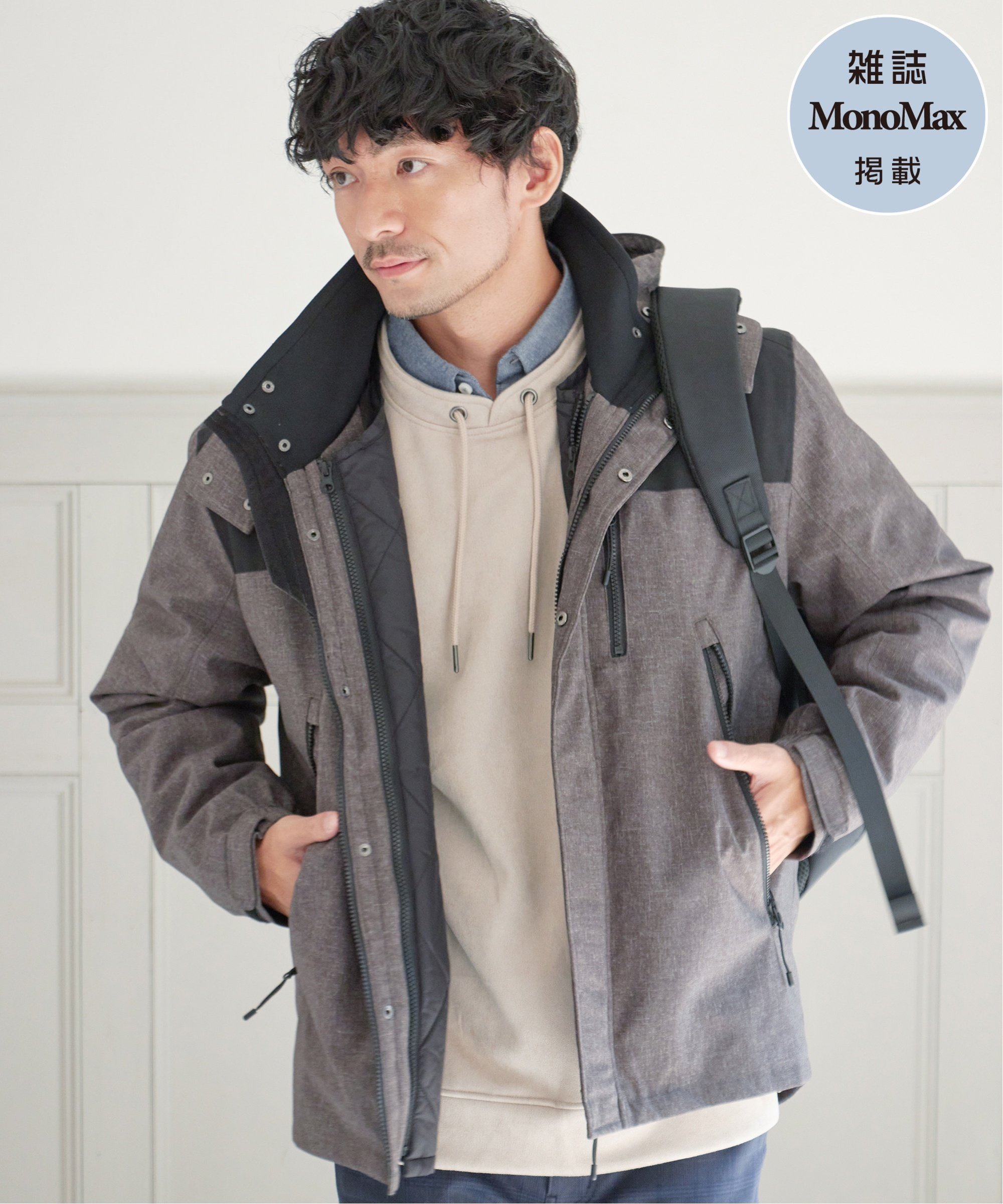 ikka 【雑誌MonoMax12月号掲載】sorona(R) 3WAYマウンテンパーカー【撥水/保温/親子コーデ】 イッカ ジャケット・アウター その他のジャケット・アウター ベージュ グリーン ブラック グレー ネイビー【送料無料】