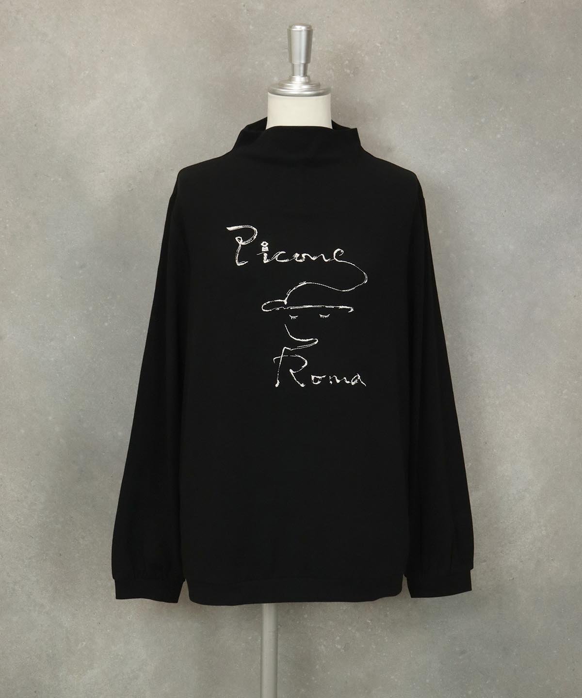 【SALE／40%OFF】STUDIO PICONE 手書き風ボトルネックプルオーバー スタジオピッコーネ トップス カットソー・Tシャツ ホワイト ブラック グリーン パープル【送料無料】