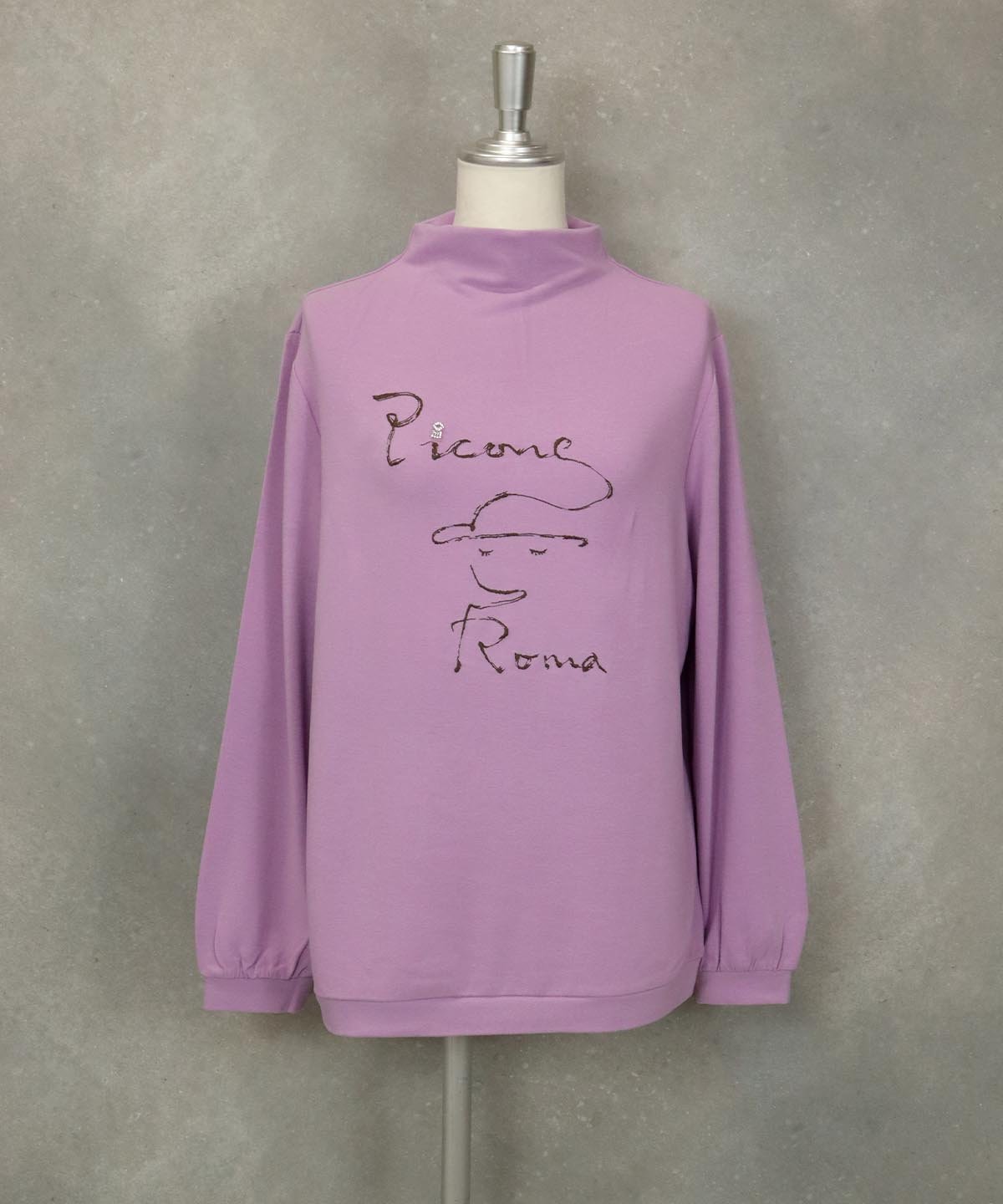 【SALE／40%OFF】STUDIO PICONE 手書き風ボトルネックプルオーバー スタジオピッコーネ トップス カットソー・Tシャツ ホワイト ブラック グリーン パープル【送料無料】