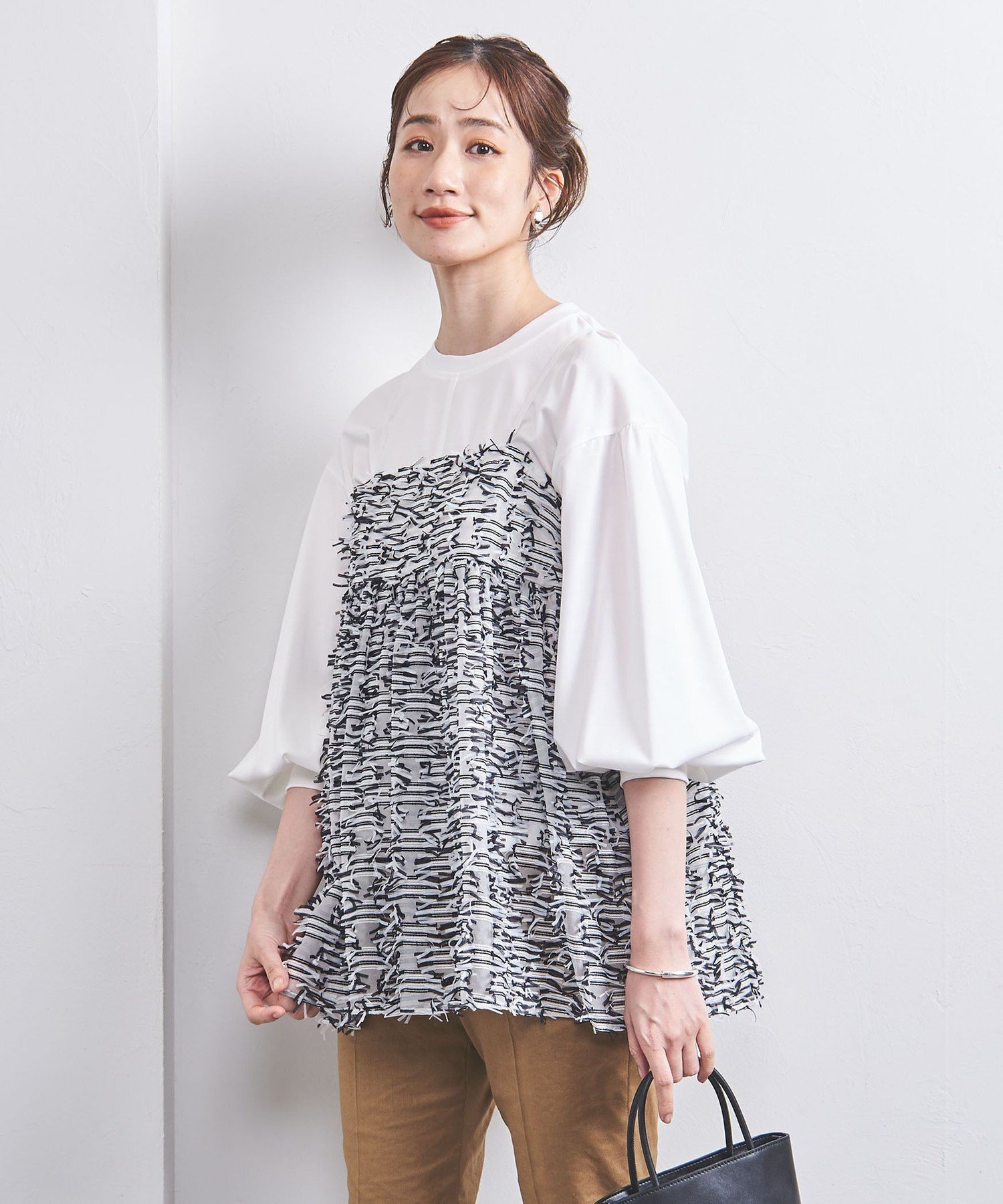 【SALE/80%OFF】UNITED ARROWS リボン カットジャカード キャミソール ユナイテッドアローズ アウトレット トップス キャミソール ブラック ホワイト【送料無料】