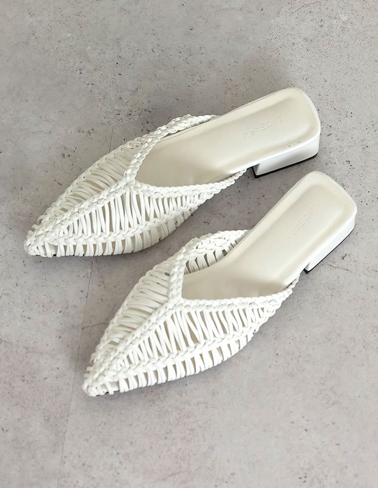 【SALE／40%OFF】Re:EDIT フェイクレザーメッシュローヒールサンダル リエディ シューズ・靴 サンダル ホワイト ブルー ブラック【送料無料】 stylife-15052002 Rakuten Fashion サンプル画像2
