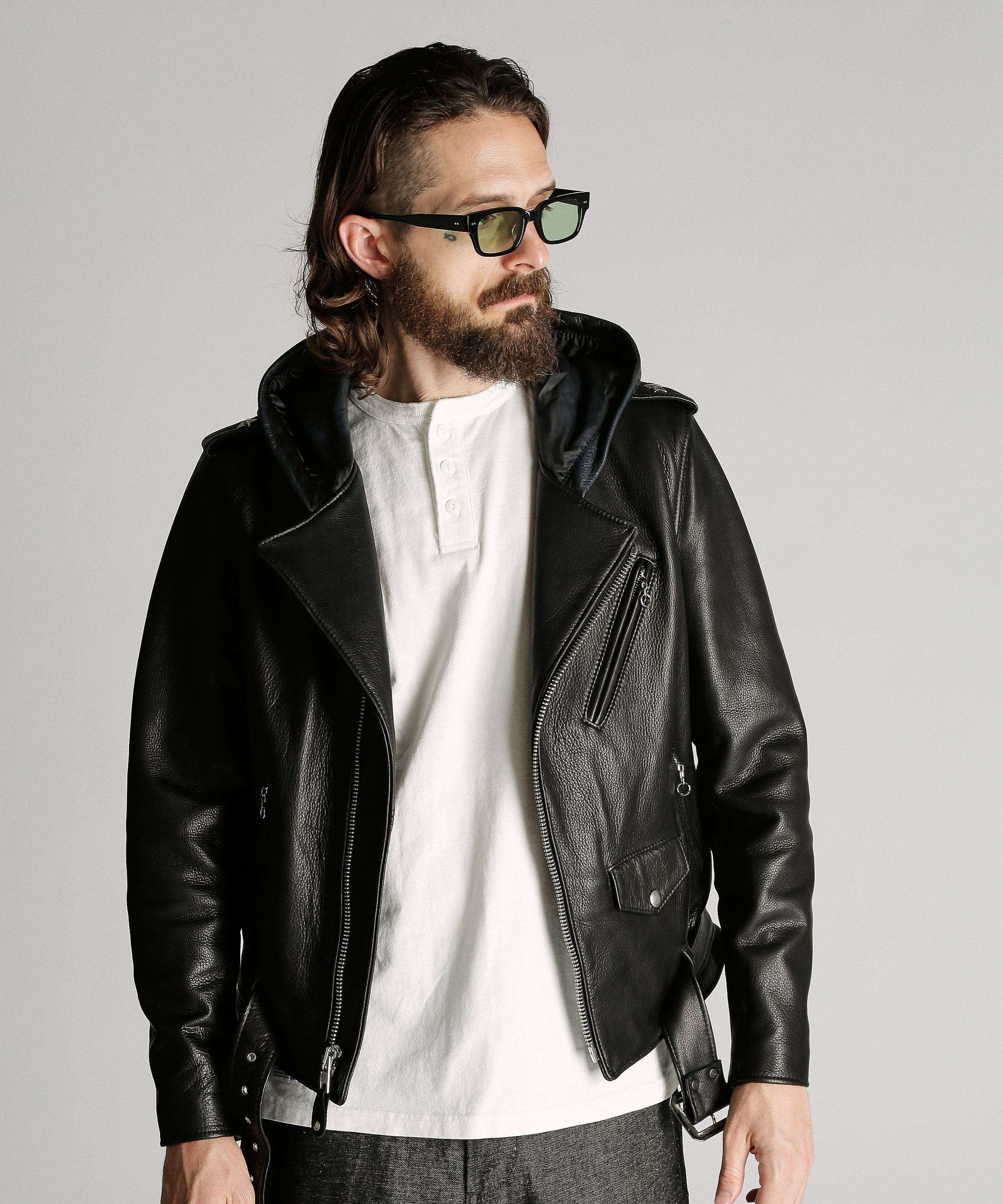 Schott 503HDT HOODED ONESTAR/フードワンスター ショット ジャケット・アウター ライダースジャケット ブラック【送料無料】