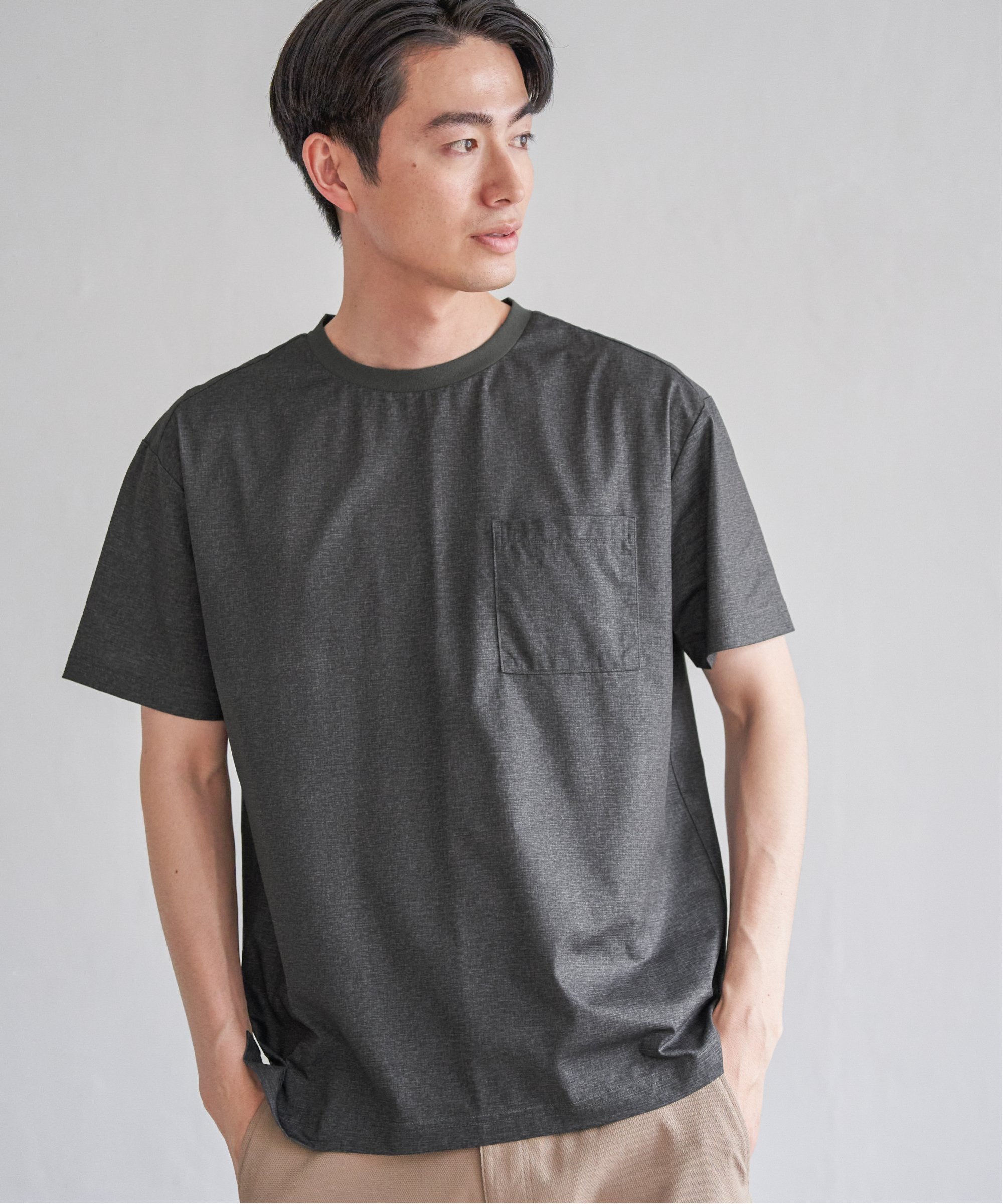 ikka 【吸水速乾】GOKU楽AIRポケットTシャツ イッカ トップス カットソー・Tシャツ ベージュ カーキグリーン グレー ブルー