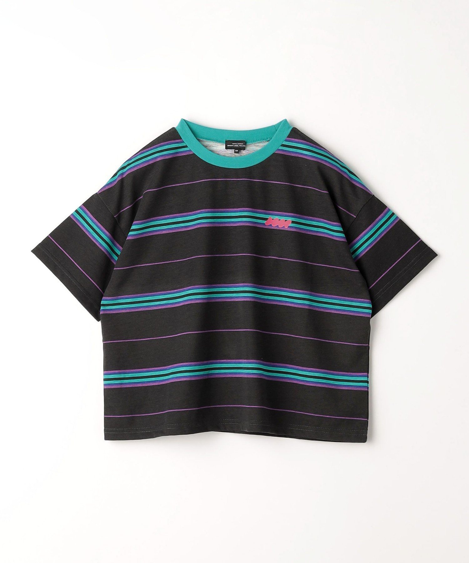【SALE／70%OFF】UNITED ARROWS green label relaxing TJ マルチボーダー ビッグ Tシャツ / キッズ 100cm-130cm ユナイテッドアローズ アウトレット トップス カットソー・Tシャツ ブラウン ホワイト ブラックのサムネイル