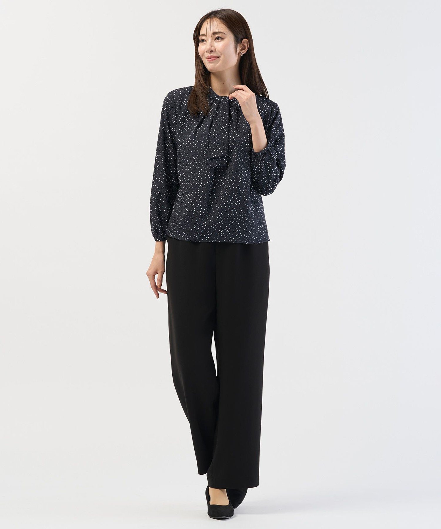 J.PRESS LADIES L 幾何プリント カットソー ジェイプレス トップス カットソー・Tシャツ ホワイト ネイビー