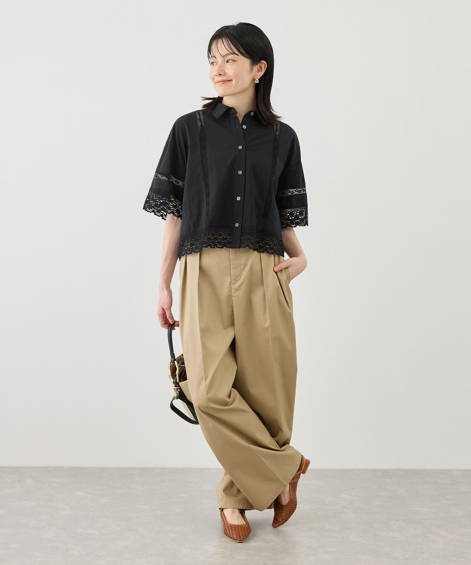 ROPE' PICNIC レースシャツ ロペピクニック トップス シャツ・ブラウス ホワイト ブラック【送料無料】 stylife-15693983 Rakuten Fashion サンプル画像3