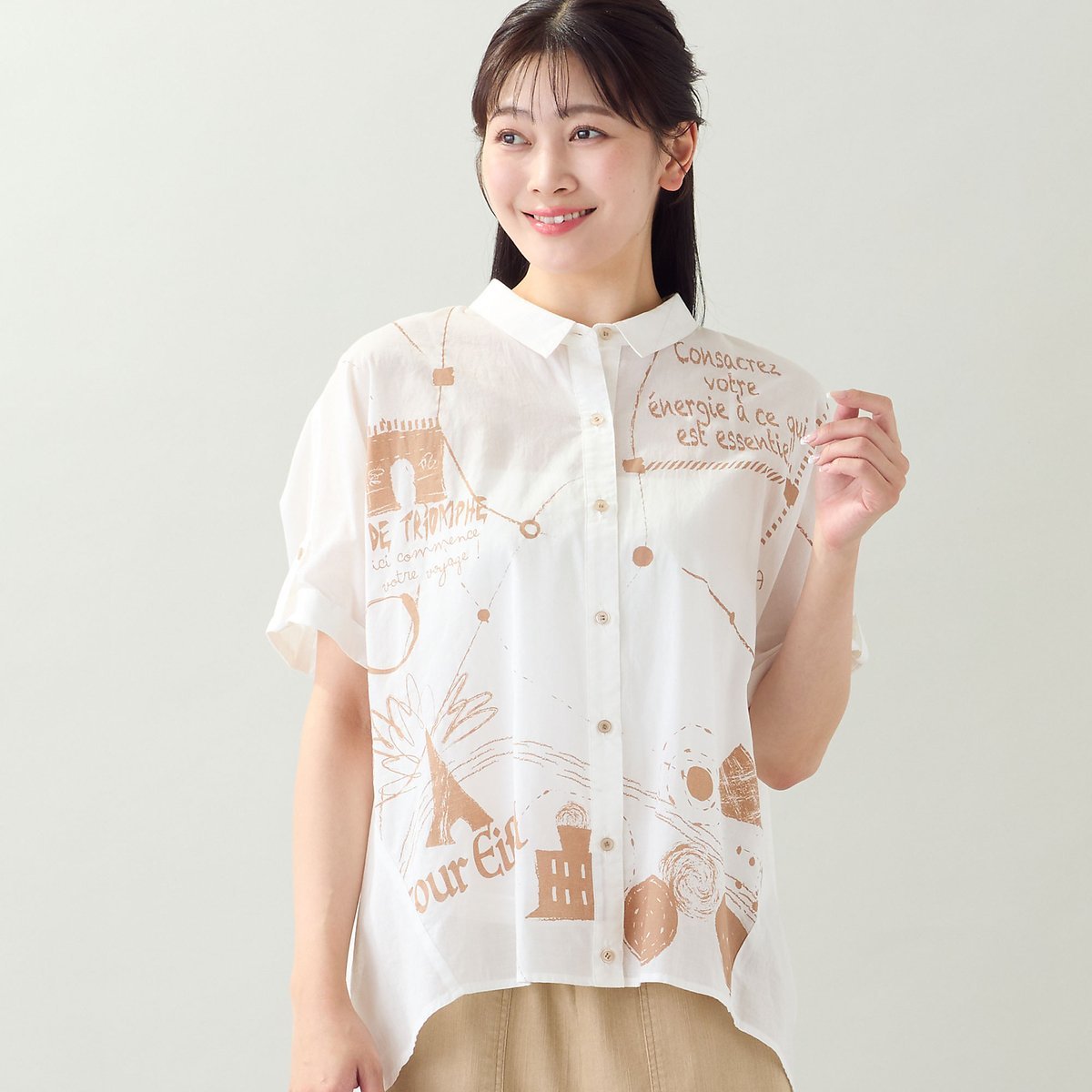 missel 【洗える・綿100%・3Lサイズあり】2WAYワイドシャツ ミゼール トップス シャツ・ブラウス ネイビー ホワイト ブルー