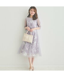 レッセ・パッセ 結婚式ワンピース LAISSE PASSE 《お呼ばれドレス》チュールレイヤード エンブロイダリードレス レッセパッセ ワンピース・ドレス ワンピース パープル ブラック【送料無料】