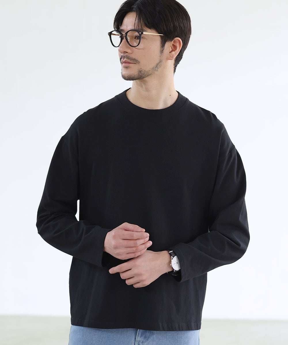 SPU 抗菌防臭シルケット風天竺ジャケット専用長袖カットソー カジュアル トップス カットソー・Tシャツ ホワイト ブラック