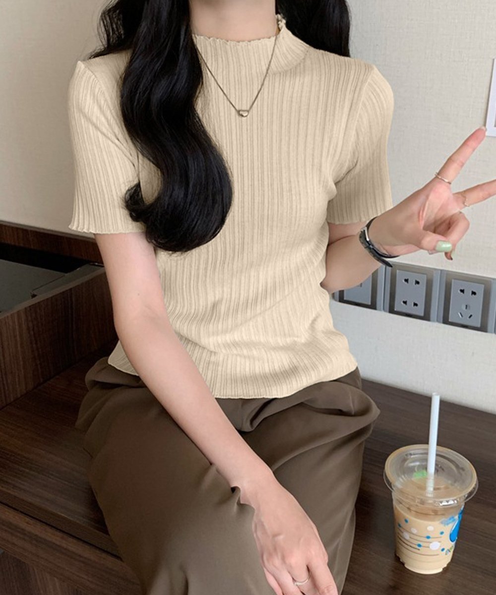 miniministore ニットトップス レディース 韓国風 無地 ミニミニストア トップス ニット ベージュ ホワイト グリーン ブラック