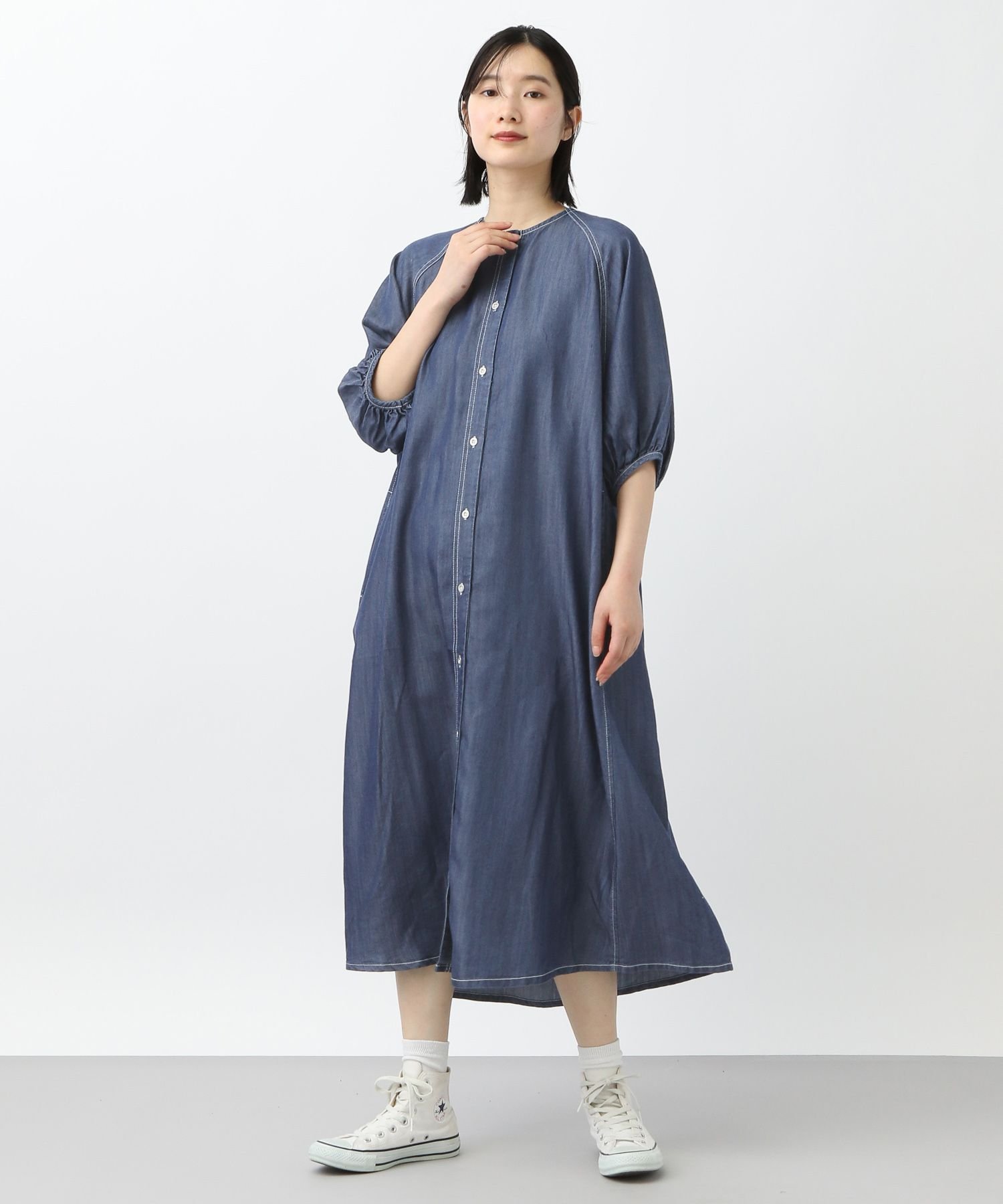 新品 Natural by studio CLIP 綿麻デニムコートワンピース 新品 Natural by studio CLIP 綿麻デニムコートワンピース 楽天