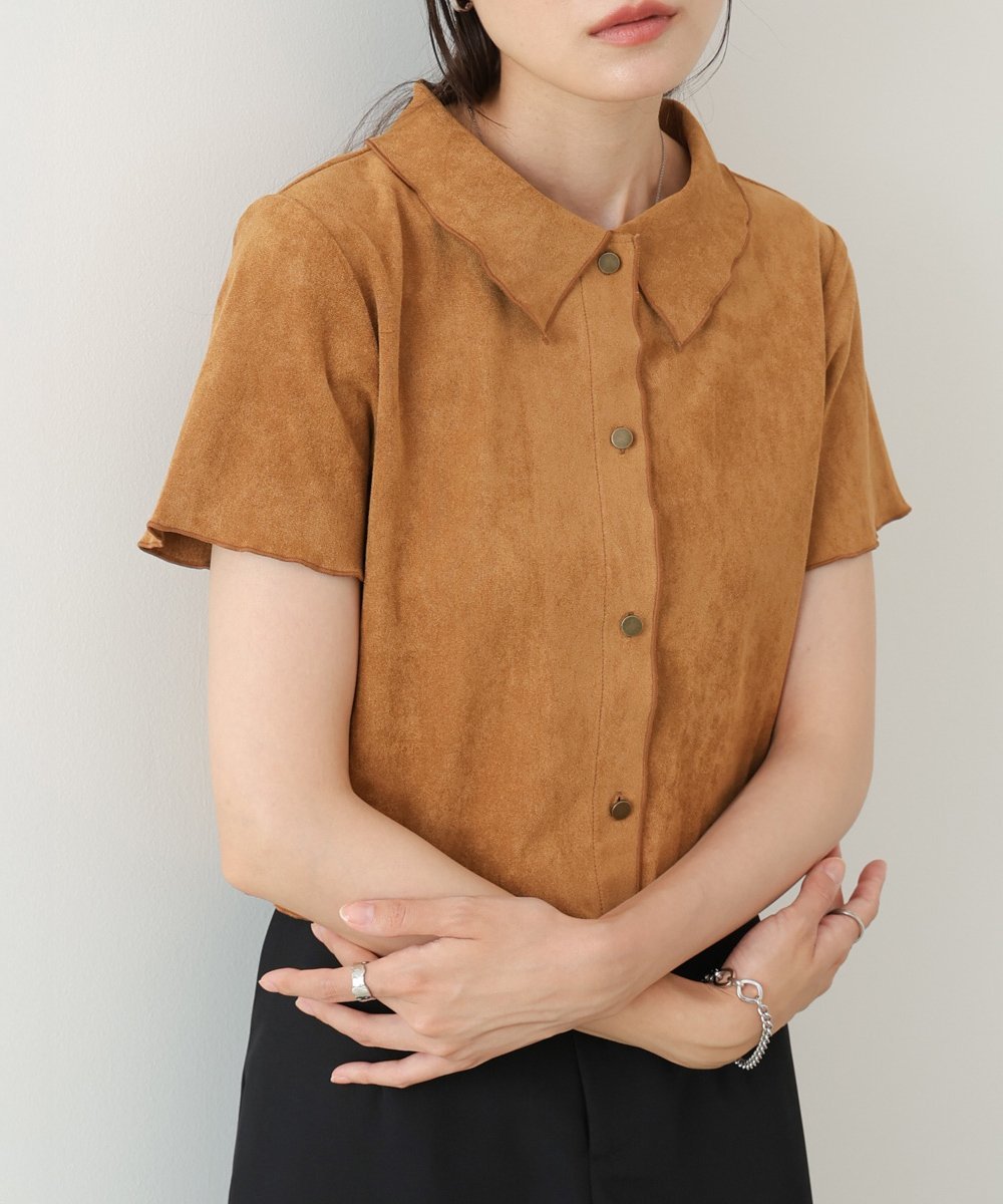【SALE／5%OFF】Bab ライトスエード半袖メロウシャツ バブ / ブージュルード トップス シャツ・ブラウス ブラウン【送料無料】のサムネイル