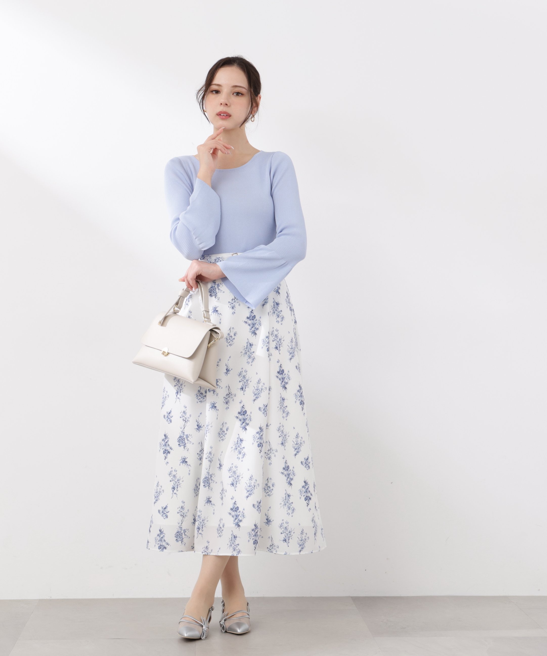 PROPORTION BODY DRESSING フラワープリントフレアスカート 26SS プロポーションボディドレッシング スカート その他のスカート ホワイト