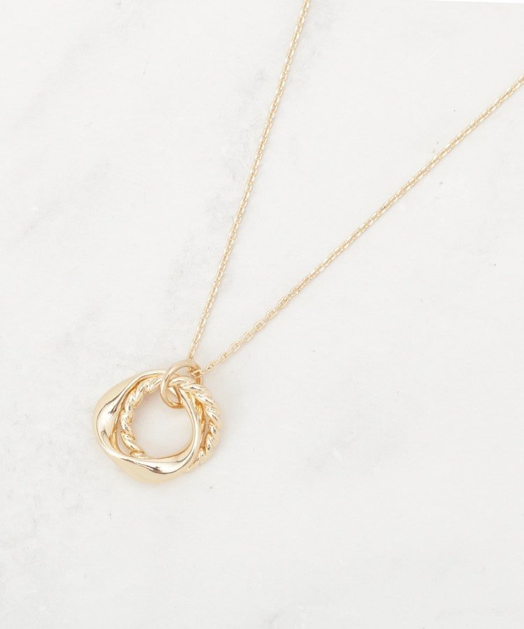 grove ツイストメタルダブルリングショートネックレス グローブ アクセサリー・腕時計 ネックレス シルバー ゴールド