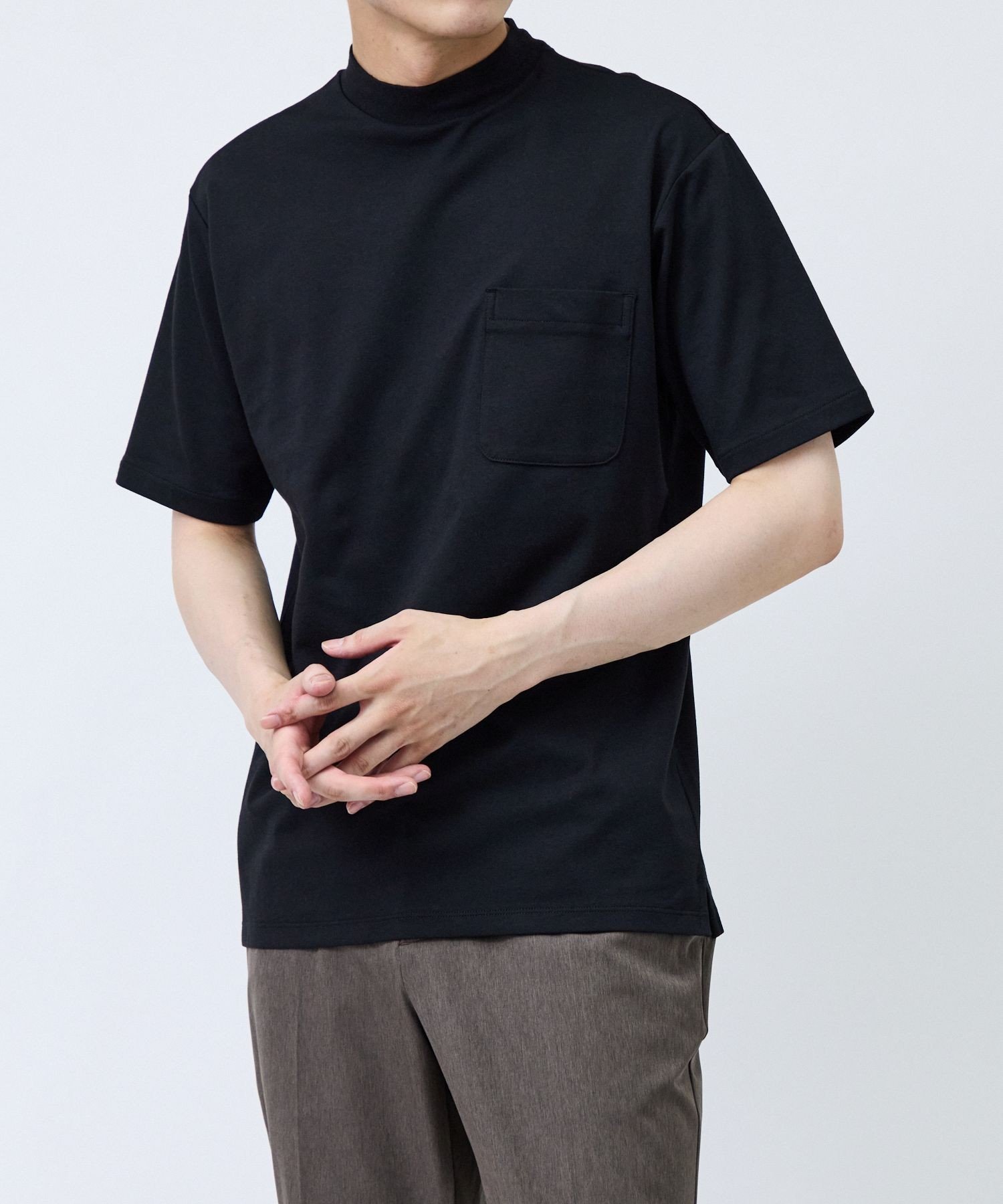 JUN STANDARD PICKS CVCリバーレイズドネックTシャツ/吸水速乾 ジュン スタンダード ピックス トップス カットソー・Tシャツ ベージュ ブラック ホワイト