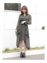 dazzlin 小花プリントフィッシュテールワンピース ダズリン ワンピース 長袖ワンピース ブラック ブルー ブラウン【送料無料】