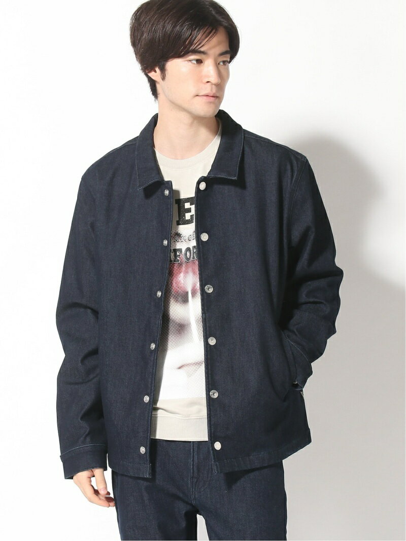 【SALE／50%OFF】GUESS (M)STRETCH DENIM COACH JACKET ゲス コート/ジャケット デニムジャケット ネイビー【送料無料】