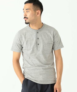 BEAMS PLUS ֡REMI RELIEF * BEAMS PLUS /  Henley Neck Pocket T-shirt Heather Grey ӡॹ  ȥåץ åȥTġ̵