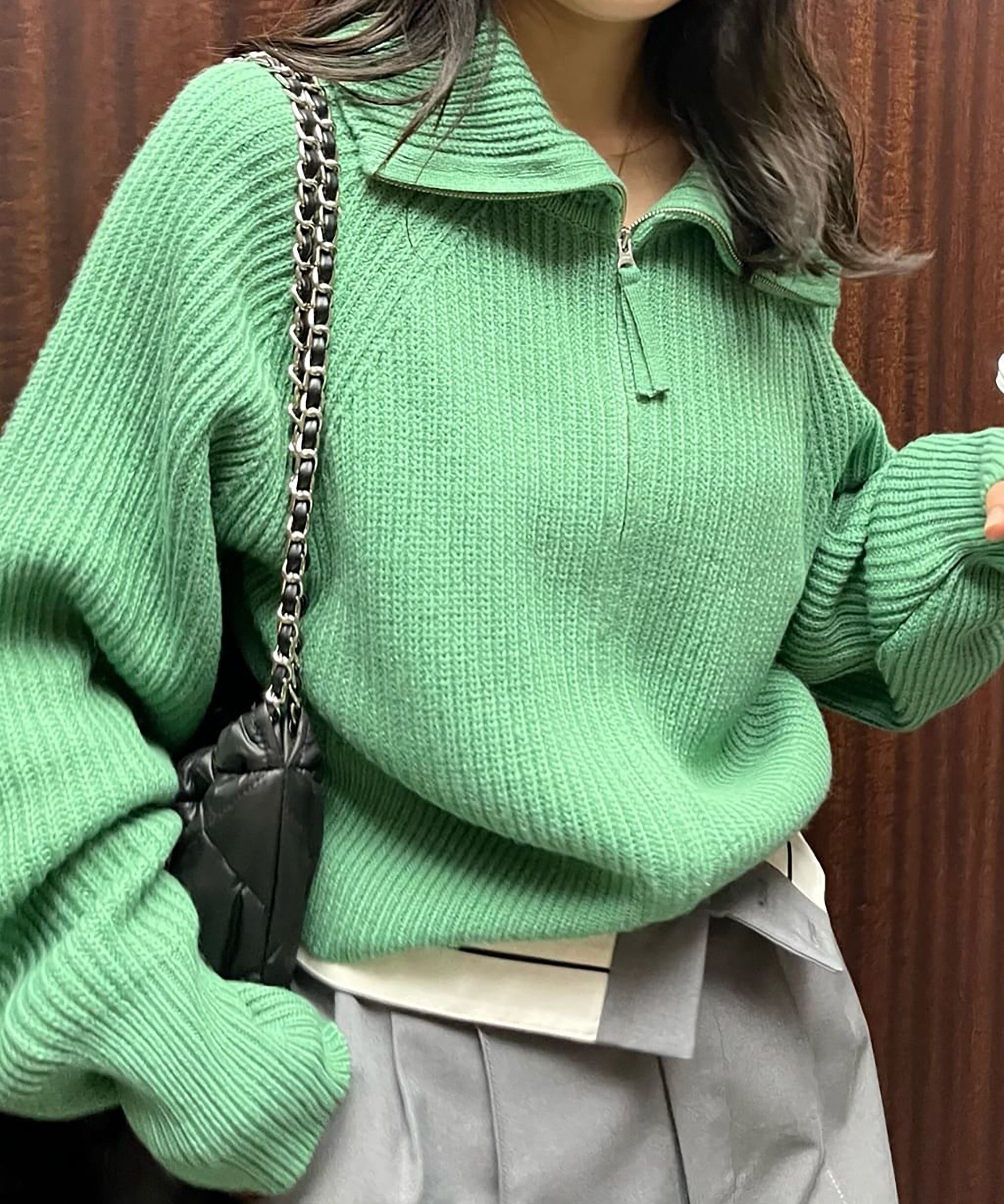 【SALE／30%OFF】FREE'S MART [ブルーカラーWEB限定]フロントジップニットカーディガン フリーズ マート トップス ニット グレー ブルー グリーン ホワイト【送料無料】