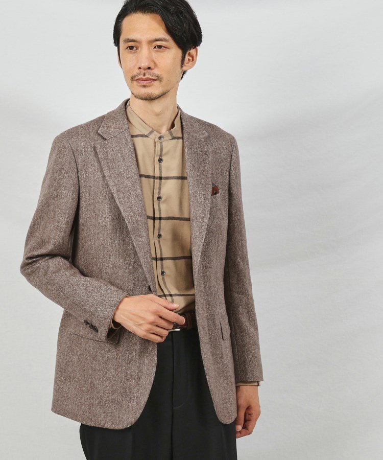 タケオキクチ アウター メンズ 【SALE／40%OFF】TAKEO KIKUCHI カシミヤウール ジャケット タケオキクチ ジャケット・アウター テーラードジャケット・ブレザー ブラウン グレー【送料無料】