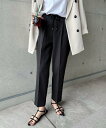 【SALE/25%OFF】andme きれいめ ツイル 美脚 ドローストリング テーパードパンツ アンドミー パンツ スラックス・ドレスパンツ ブラウン グリー...
