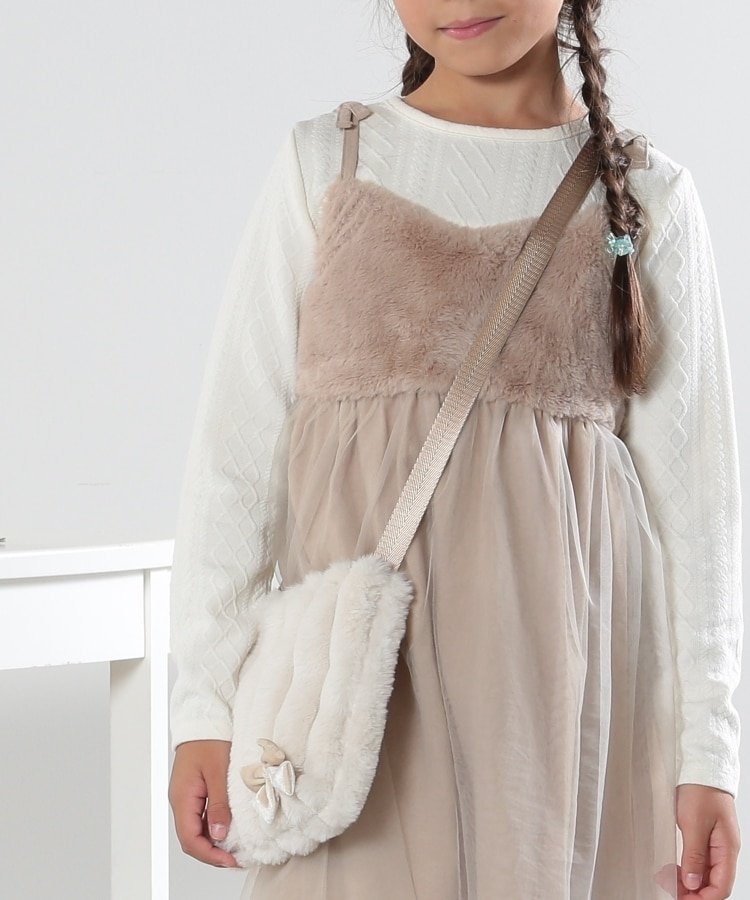 楽天Rakuten FashionSHOO・LA・RUE ストライプフェイクファーポシェット シューラルー バッグ ショルダーバッグ ベージュ ピンク