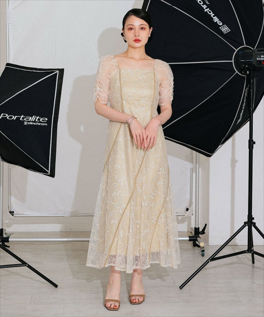 ANDRESD wave piping frare dress ドノバン ワンピース・ドレス ドレス ブラック イエロー グリーン【送料無料】